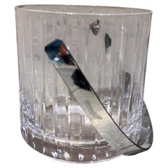 Baccarat Style Ice Bucket, Clear Lead Crystal, Ribbed Design, 1960s