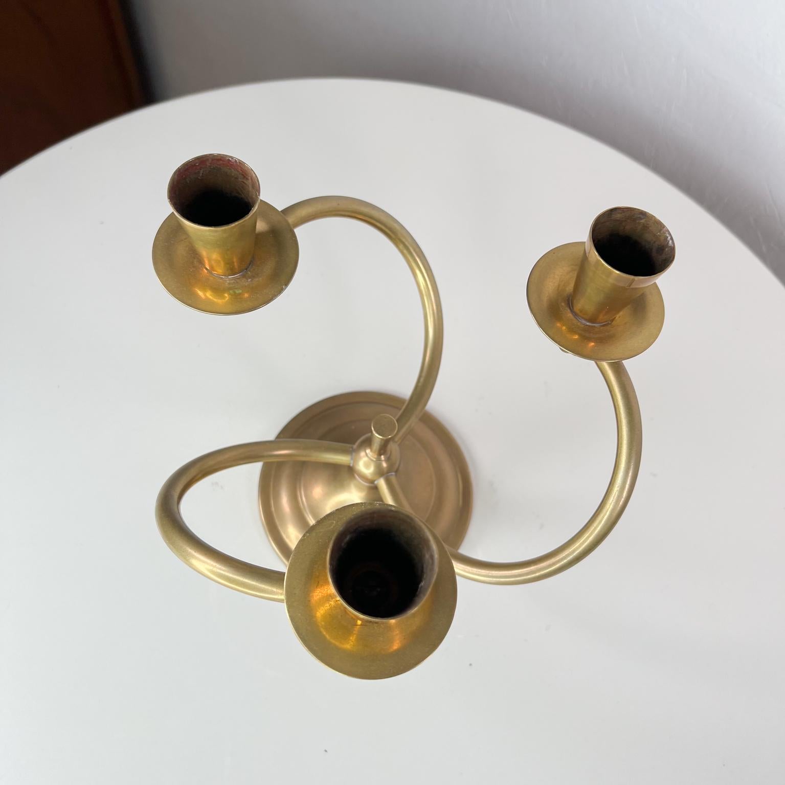 1960s Modernist Sculptural Brass Curve Three Arm Candle Holder Candelabra 5