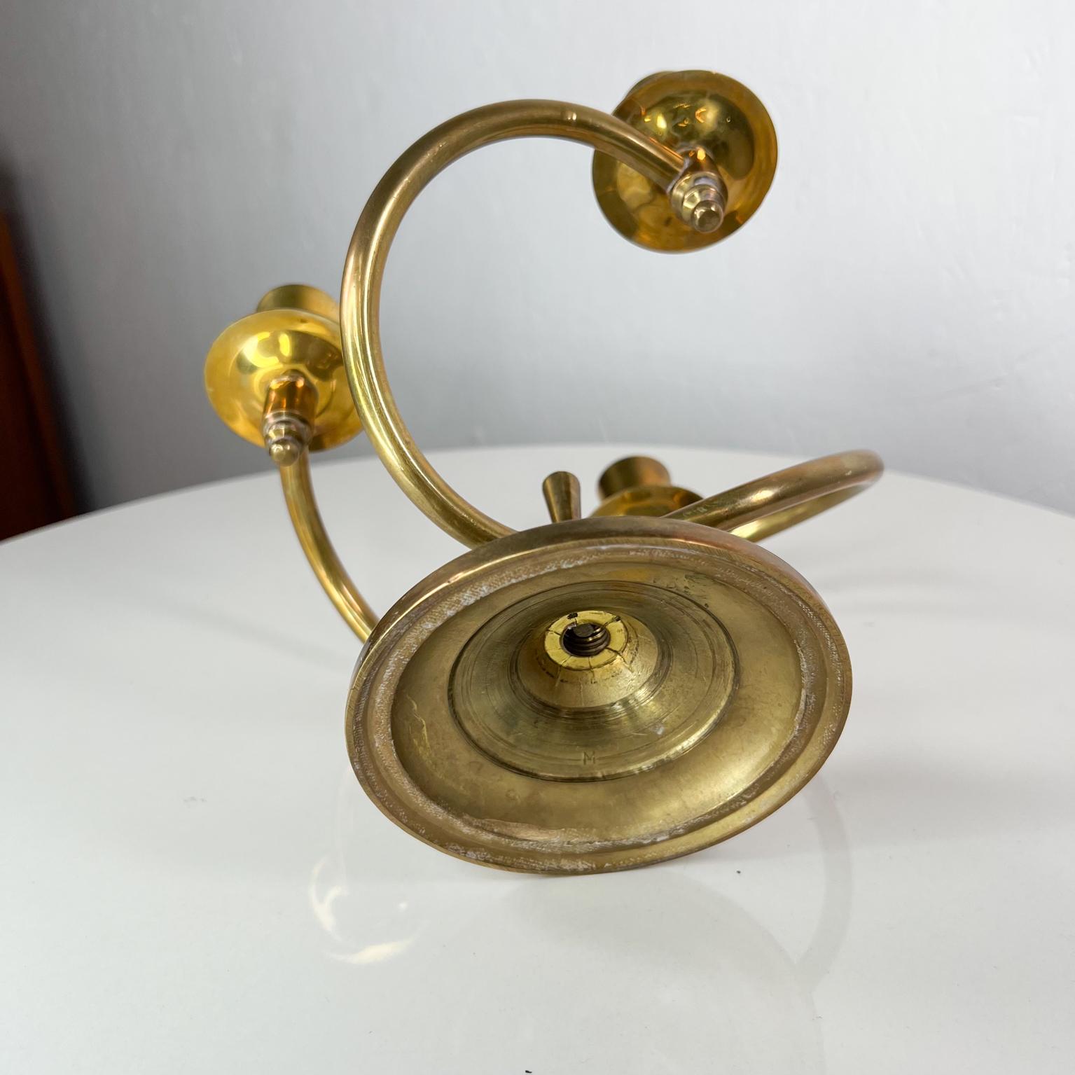 1960s Modernist Sculptural Brass Curve Three Arm Candle Holder Candelabra 6