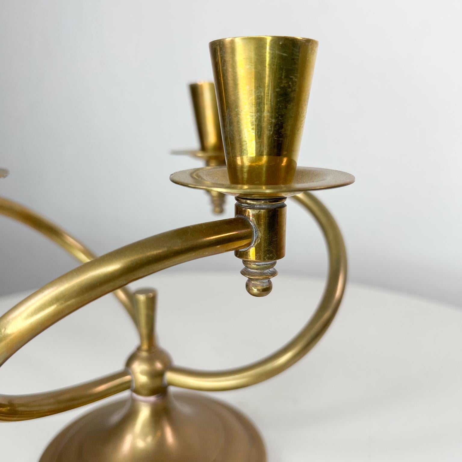 1960s Modernist Sculptural Brass Curve Three Arm Candle Holder Candelabra 2