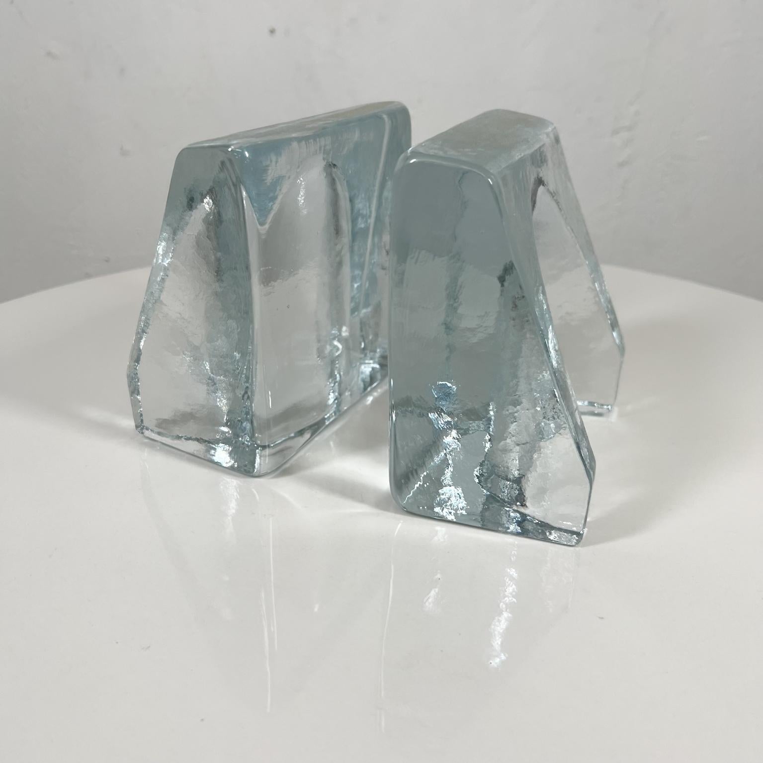 Mid-20th Century 1960s Modernist Sculptural Clear Glass Wedge Bookends Wayne Husted Blenko WV