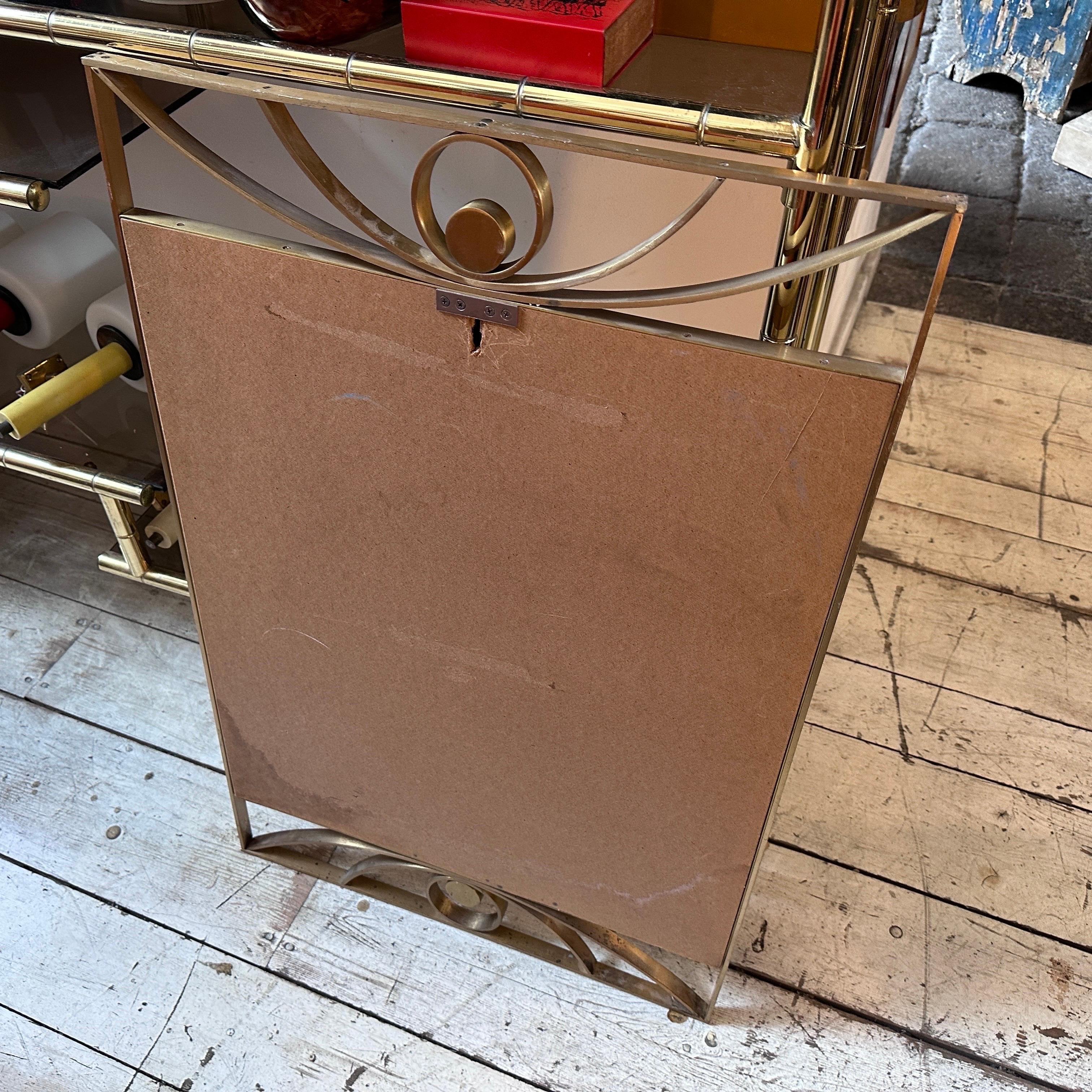20th Century 1960s Modernist Solid Brass Rectangular Italian Wall Mirror by Luciano Frigerio For Sale