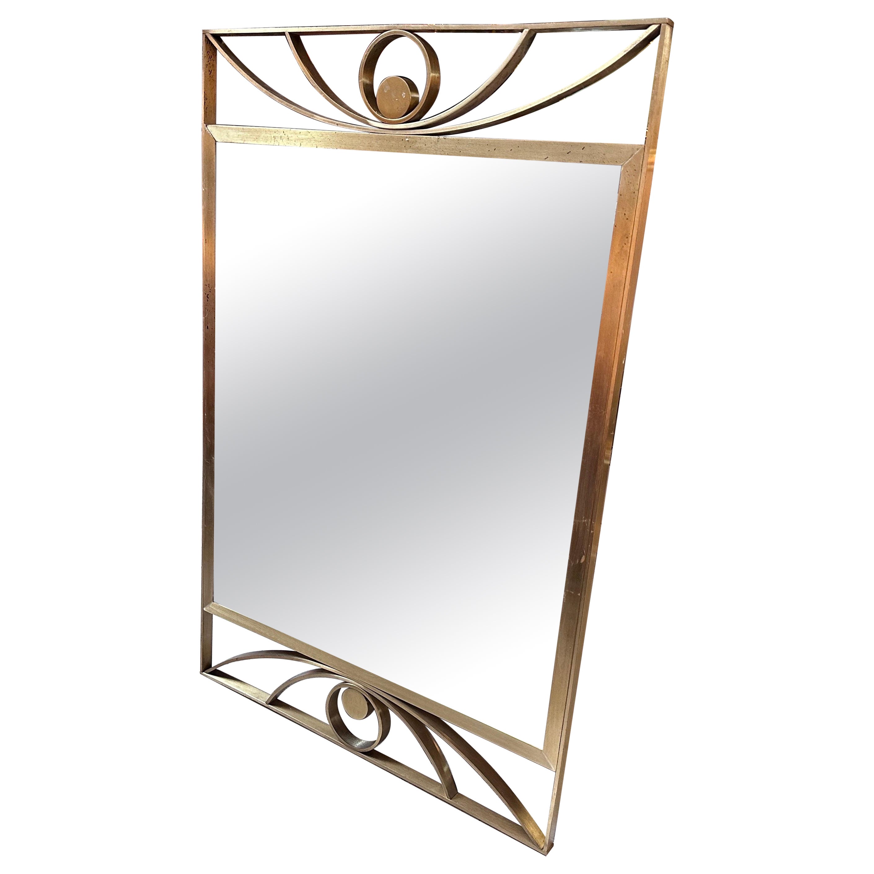 Espejo de pared italiano rectangular de latón macizo modernista de los años 60 en venta