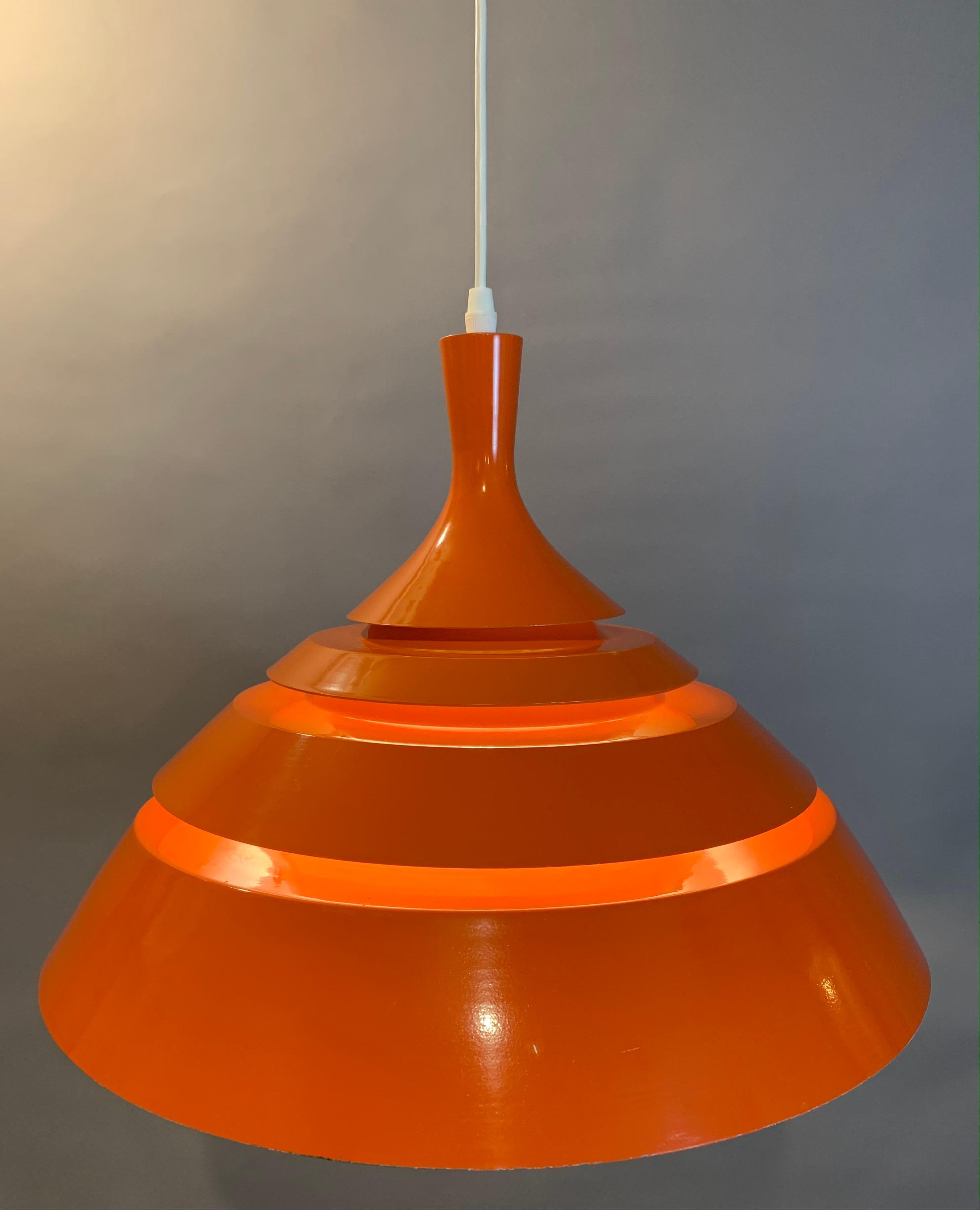 1960s Modernist Space Age Swedish Hans-Agne Jakobsson Orange Hanging Light 3