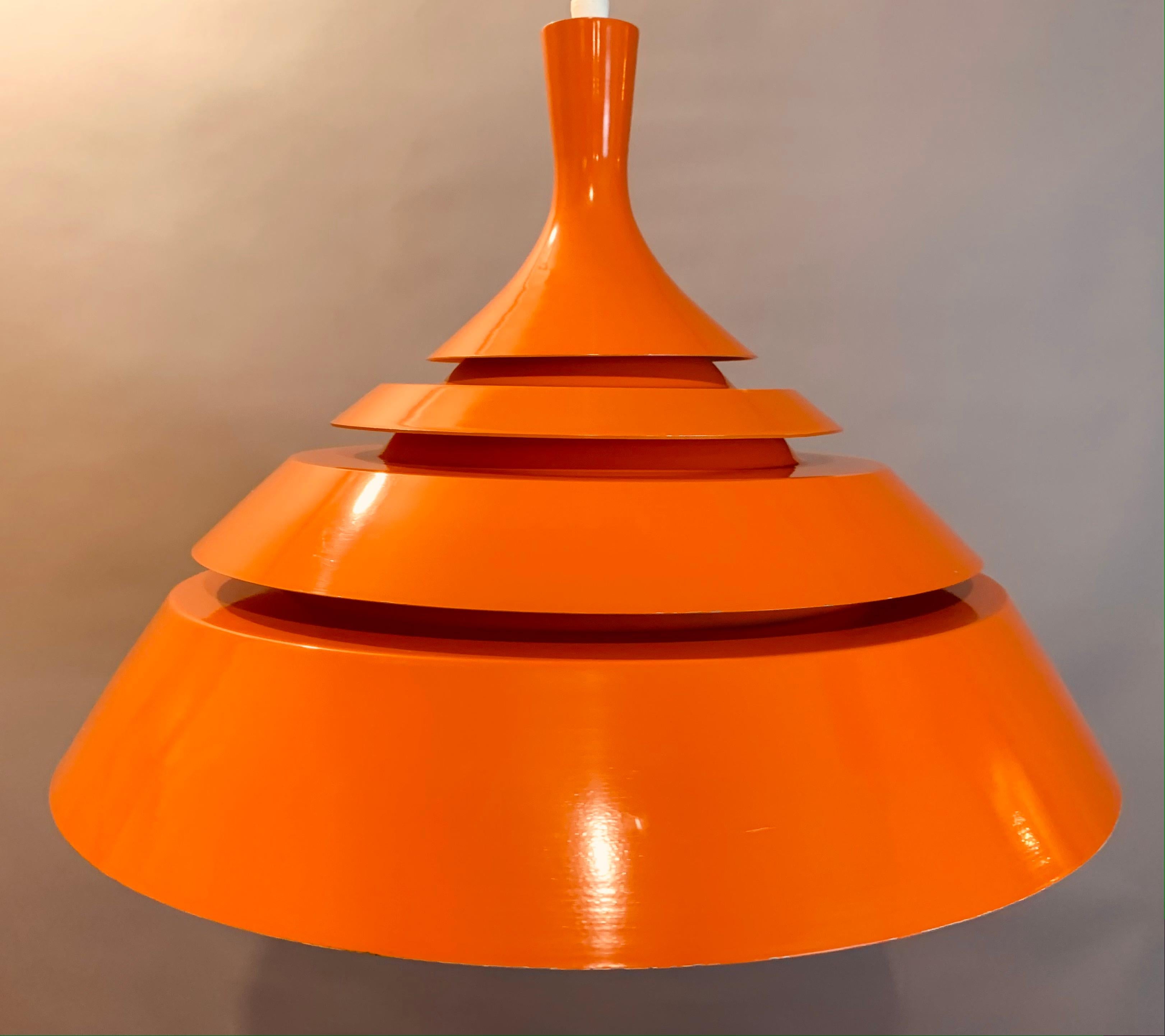 1960s Modernist Space Age Swedish Hans-Agne Jakobsson Orange Hanging Light 5