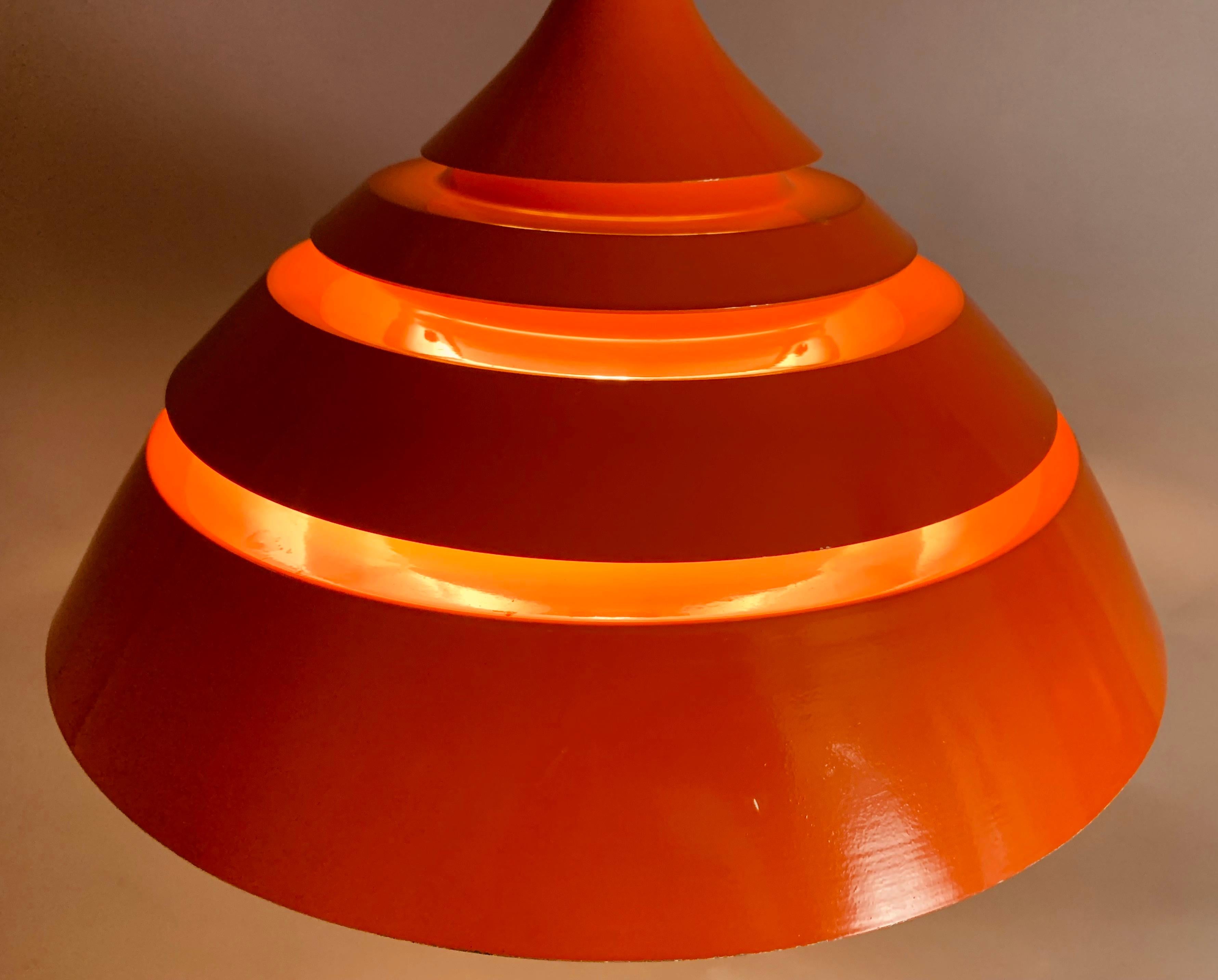 Mid-Century Modern 1960s Modernist Space Age Swedish Hans-Agne Jakobsson Orange Hanging Light