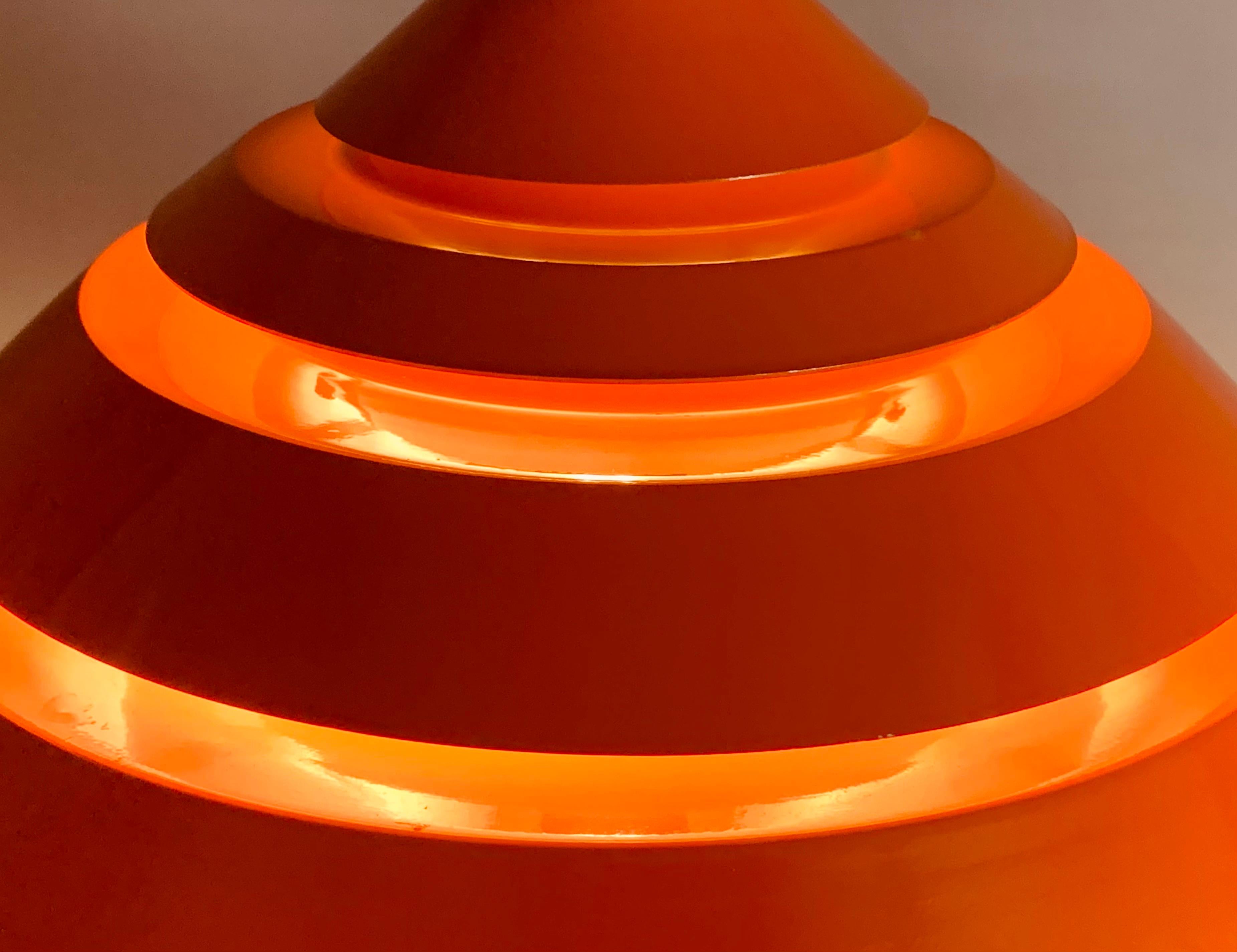 1960s Modernist Space Age Swedish Hans-Agne Jakobsson Orange Hanging Light In Good Condition In London, GB