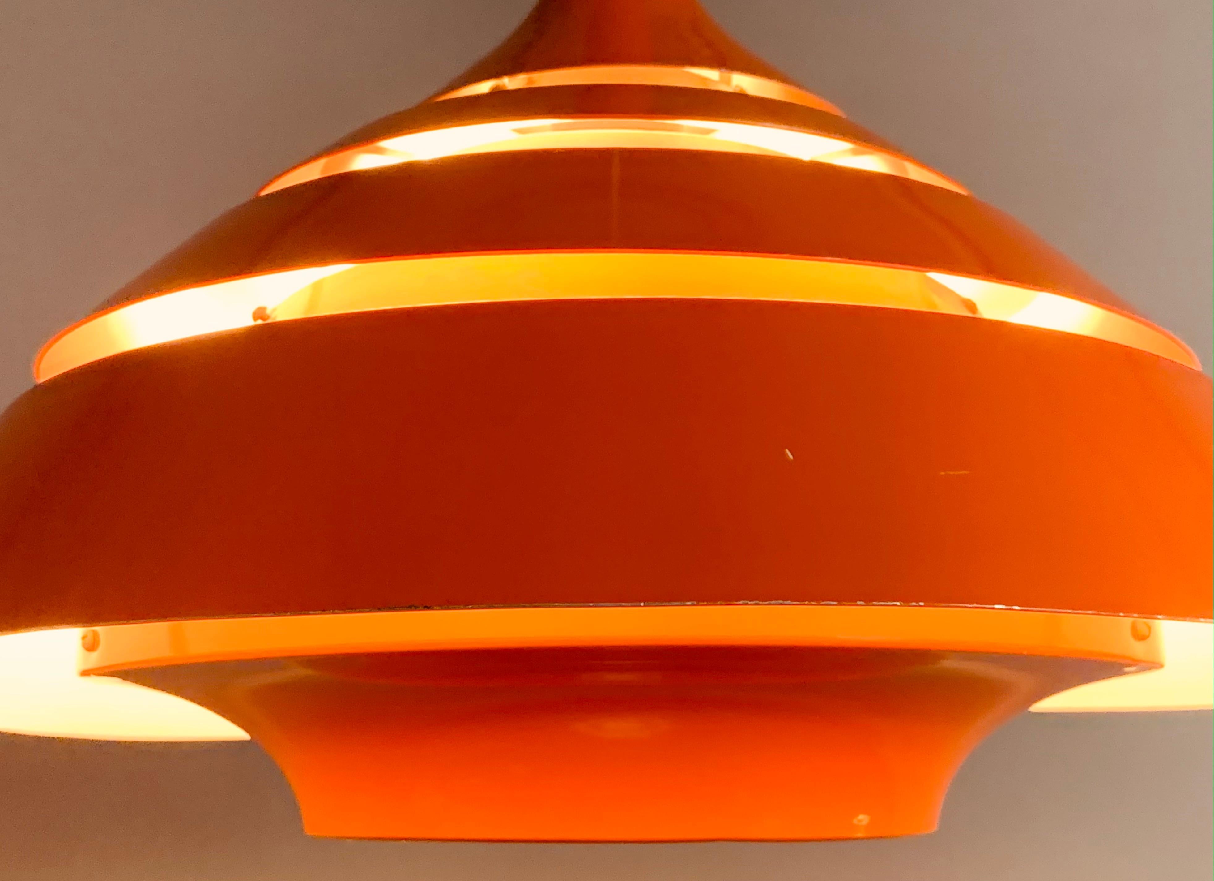 20th Century 1960s Modernist Space Age Swedish Hans-Agne Jakobsson Orange Hanging Light