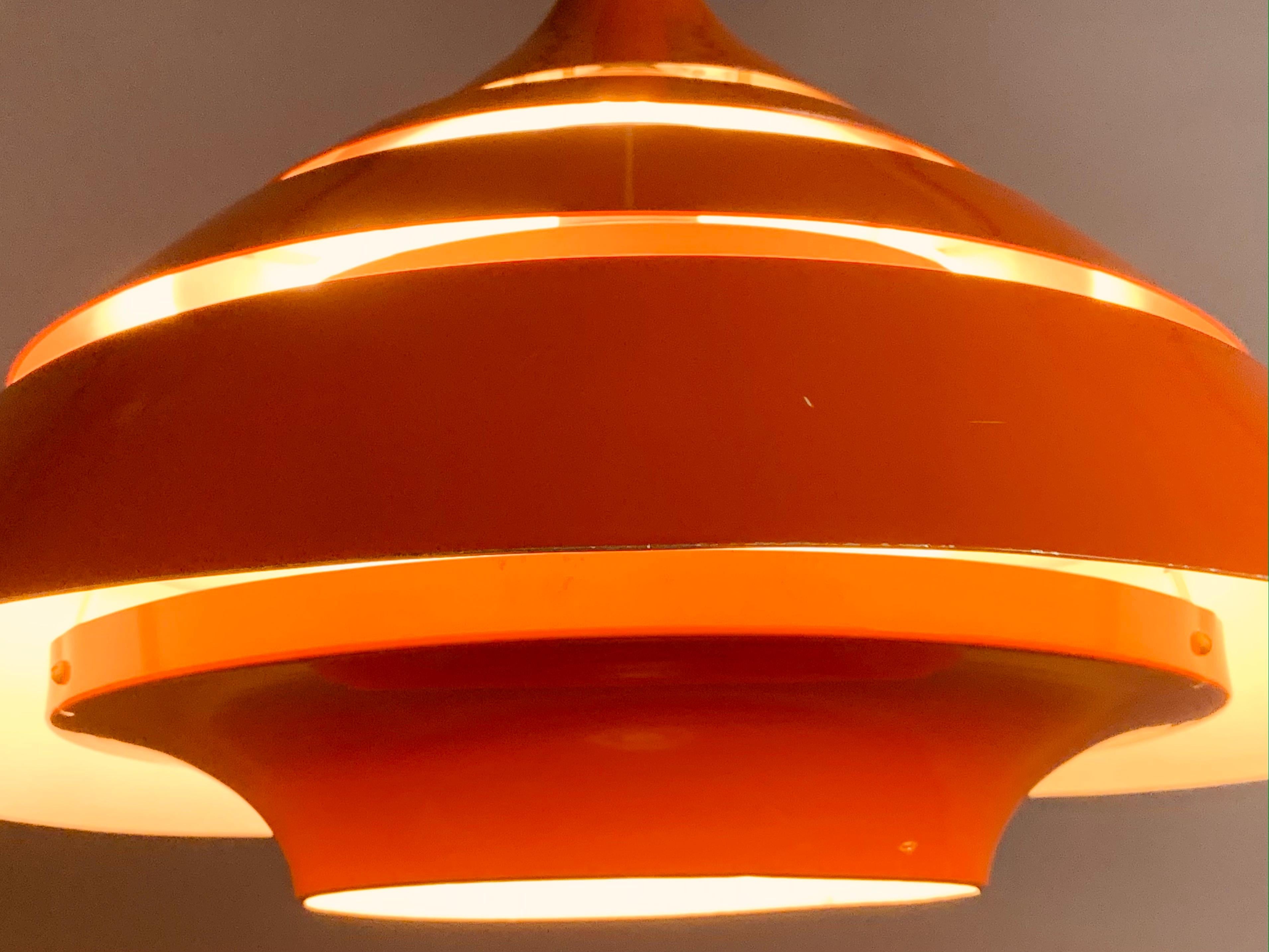 1960s Modernist Space Age Swedish Hans-Agne Jakobsson Orange Hanging Light 1