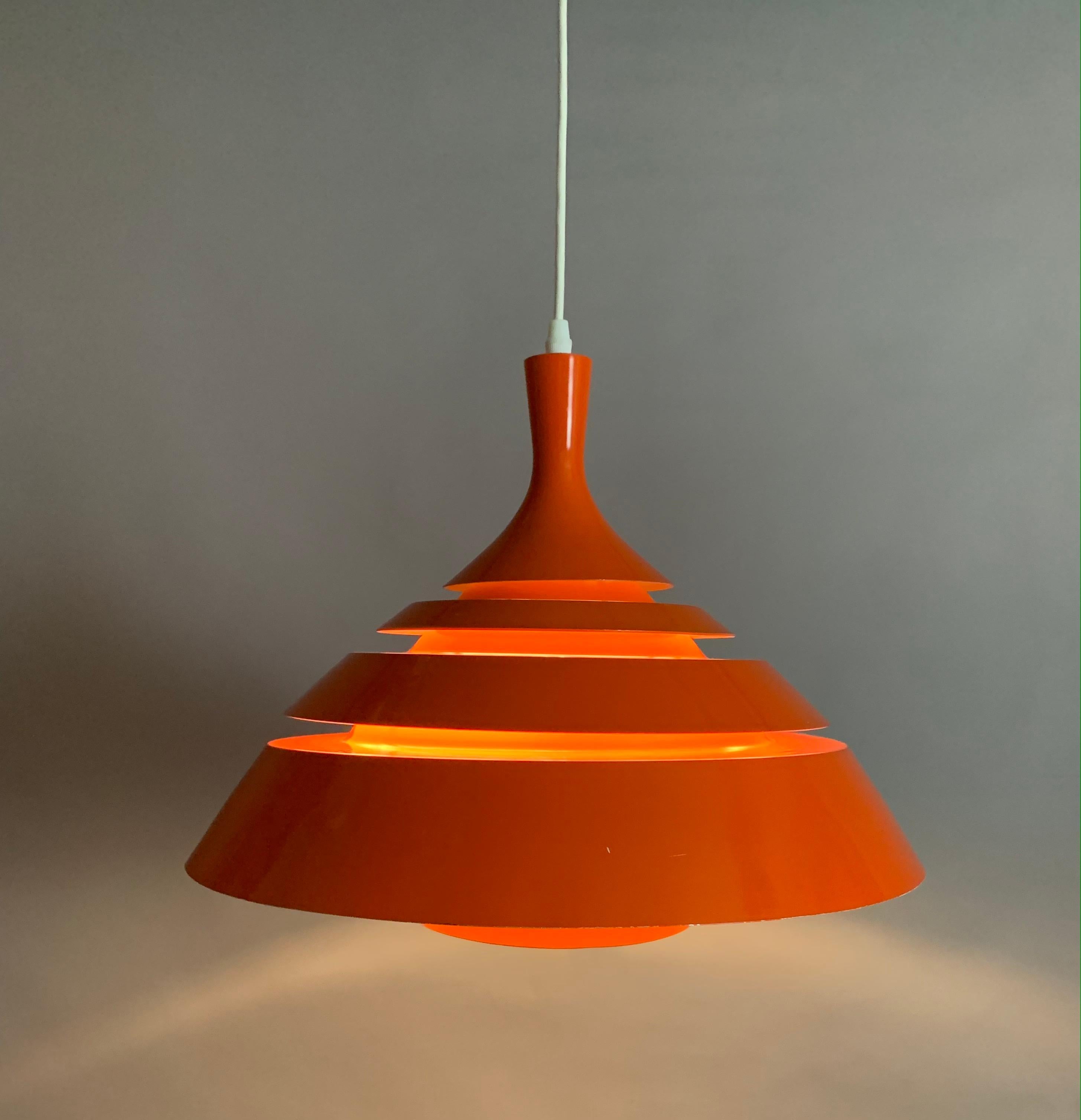 1960s Modernist Space Age Swedish Hans-Agne Jakobsson Orange Hanging Light 2