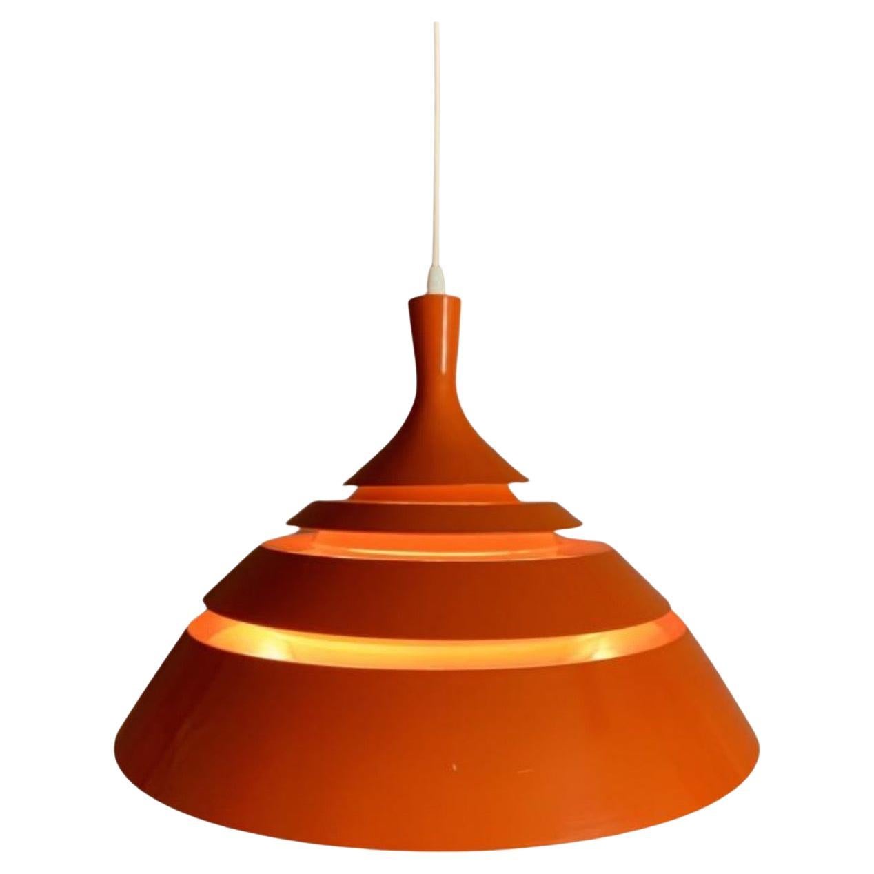 1960s Modernist Space Age Swedish Hans-Agne Jakobsson Orange Hanging Light