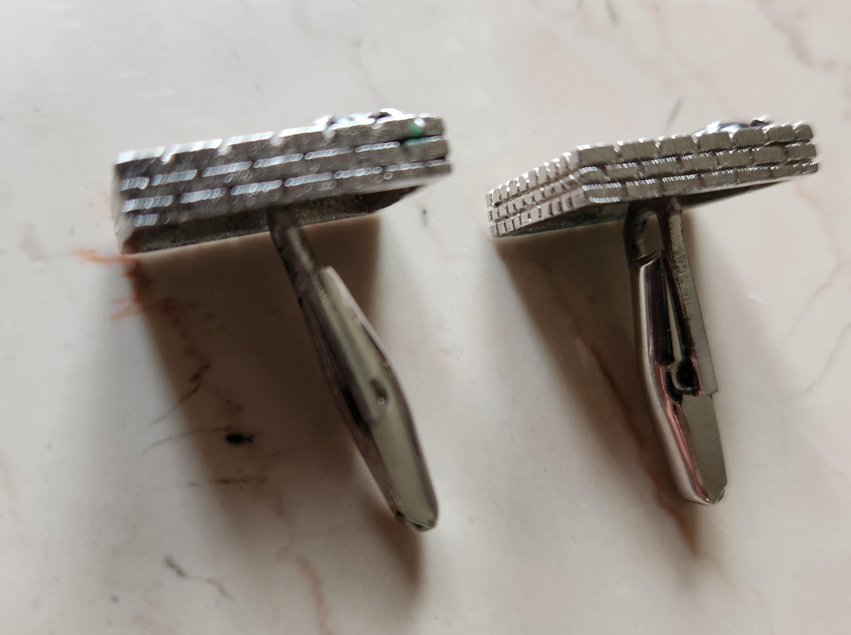 Gemelli Modernisti anni '60 in argento Sterling Stone in vendita 4