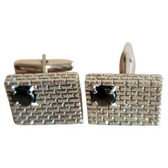 1960s Modernist Sterling Silver Stone Cufflinks