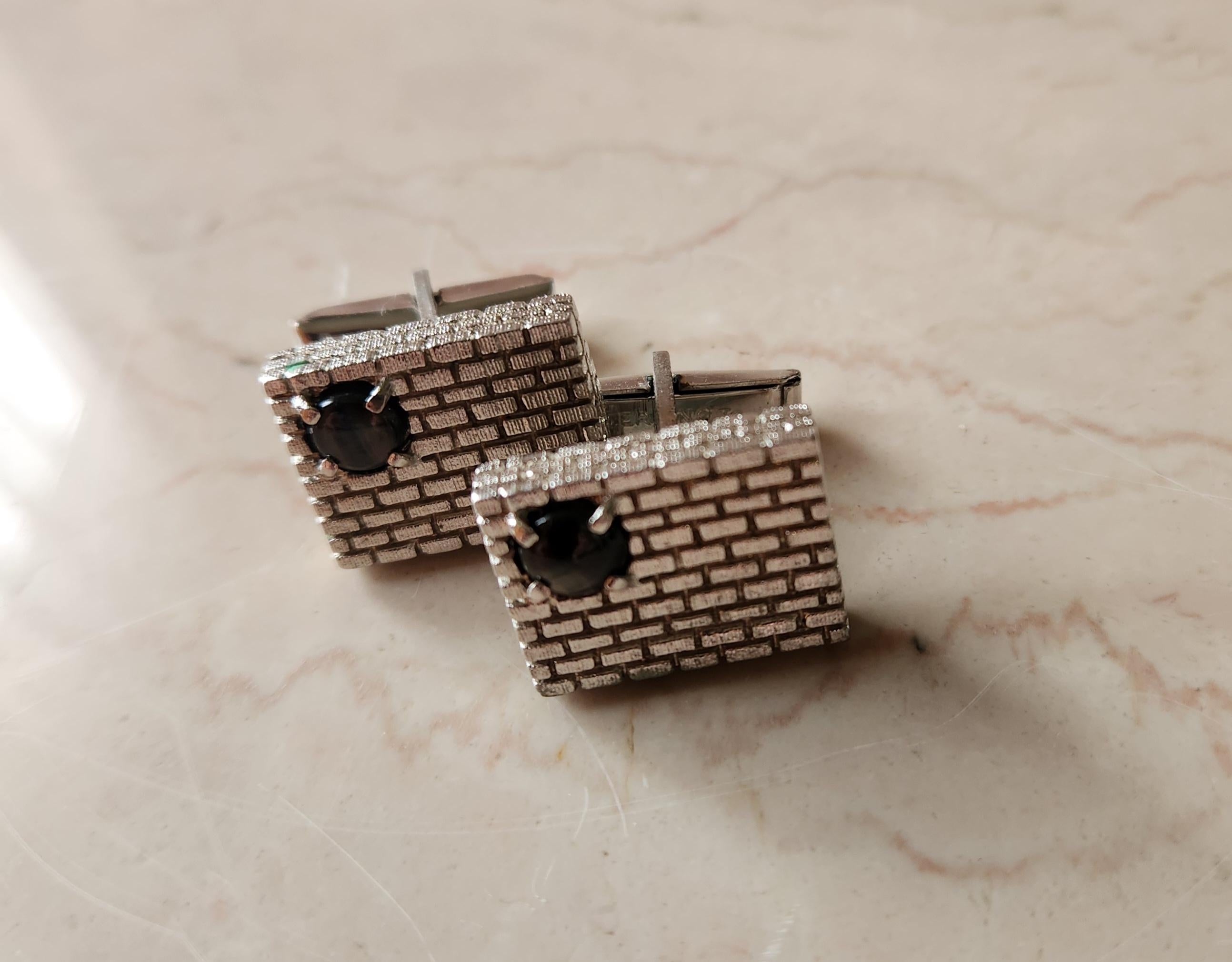 Gemelli Modernisti anni '60 in argento Sterling Stone In condizioni buone in vendita a Chula Vista, CA