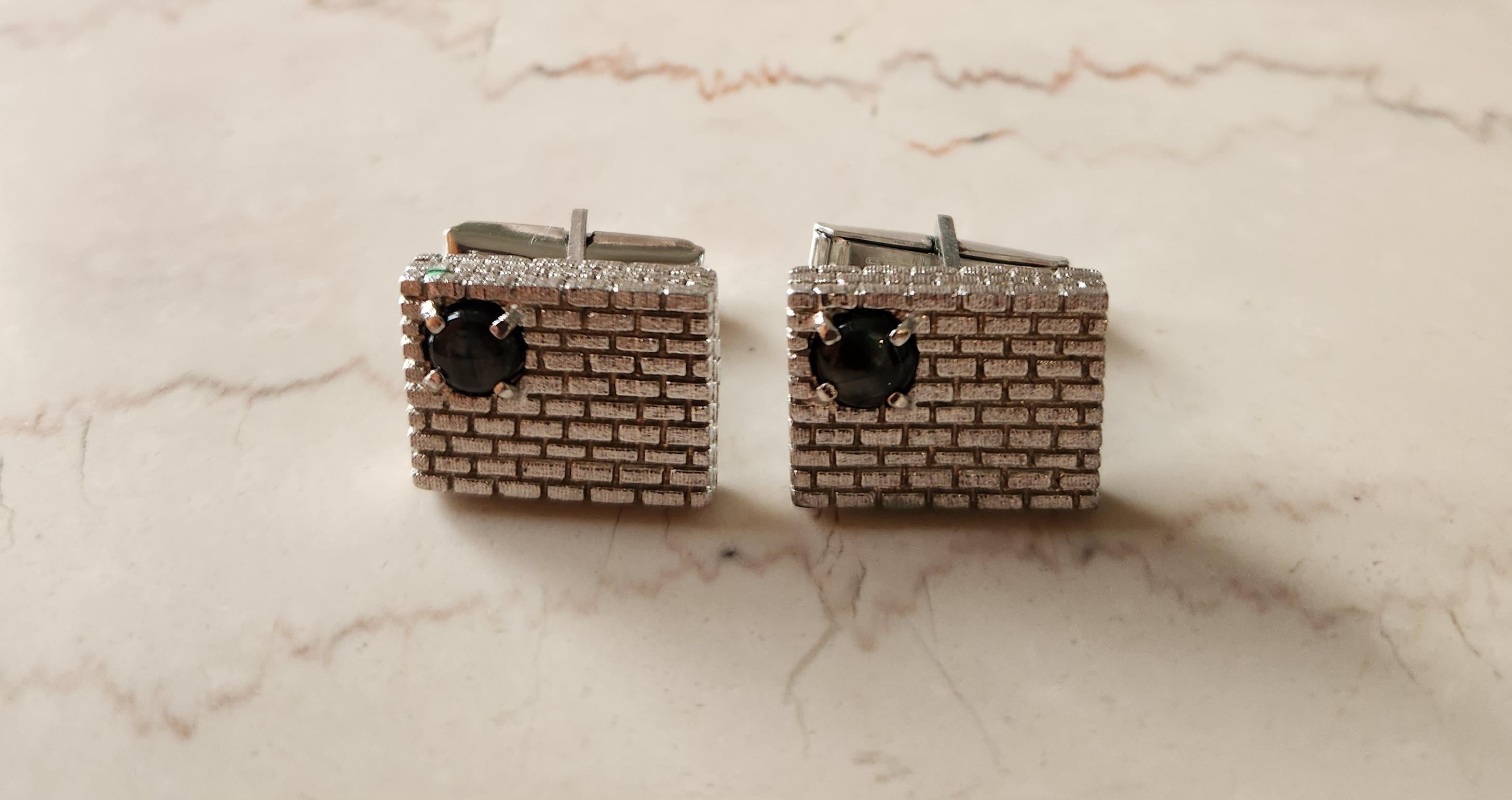 Gemelli Modernisti anni '60 in argento Sterling Stone in vendita 2