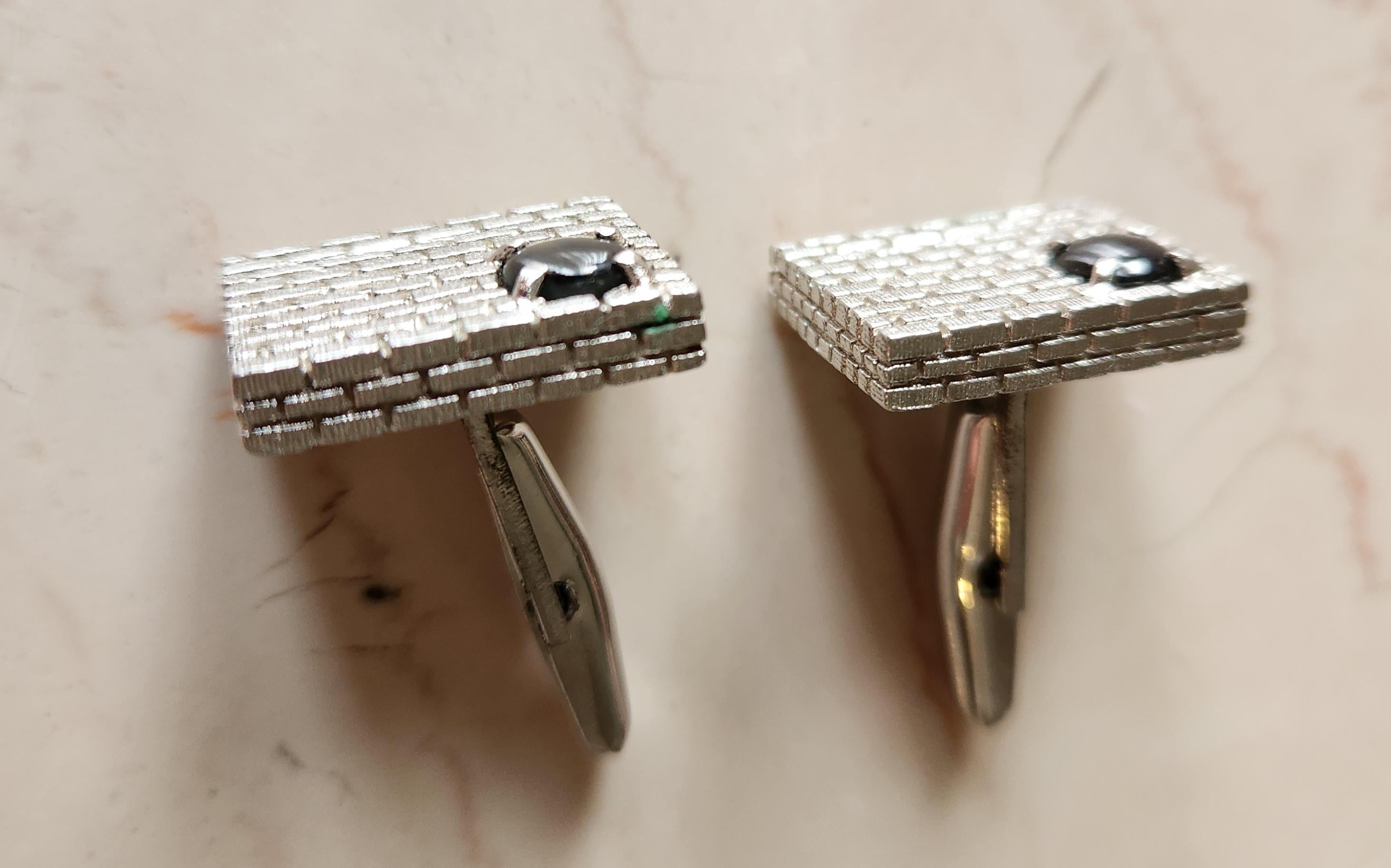 Gemelli Modernisti anni '60 in argento Sterling Stone in vendita 3