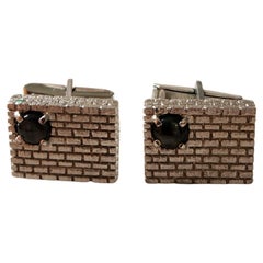 1960s Modernist Sterling Silver Stone Cufflinks