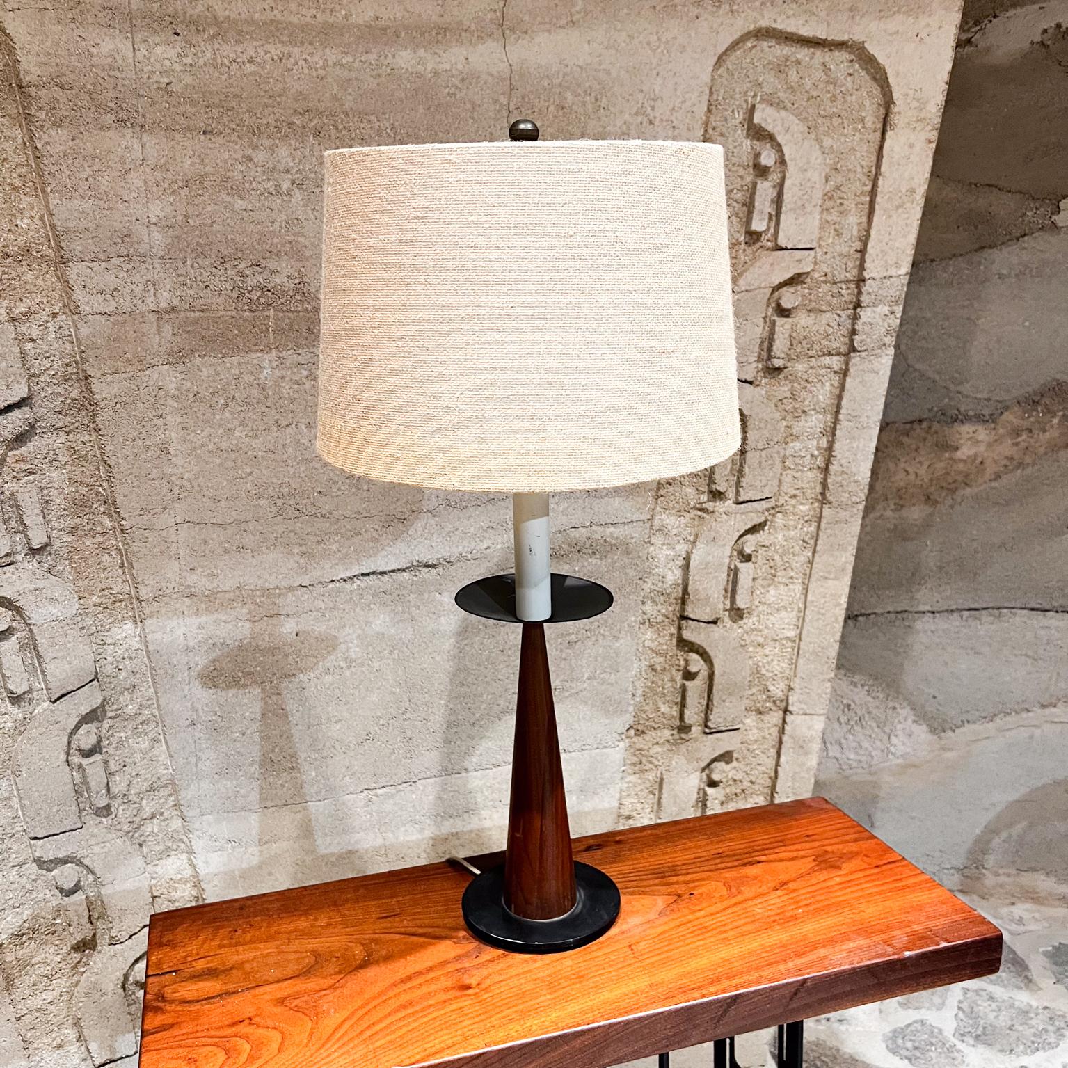 Mid-20th Century 1960s Modernist Cone Table Lamp Mahogany Bronze Mexico For Sale