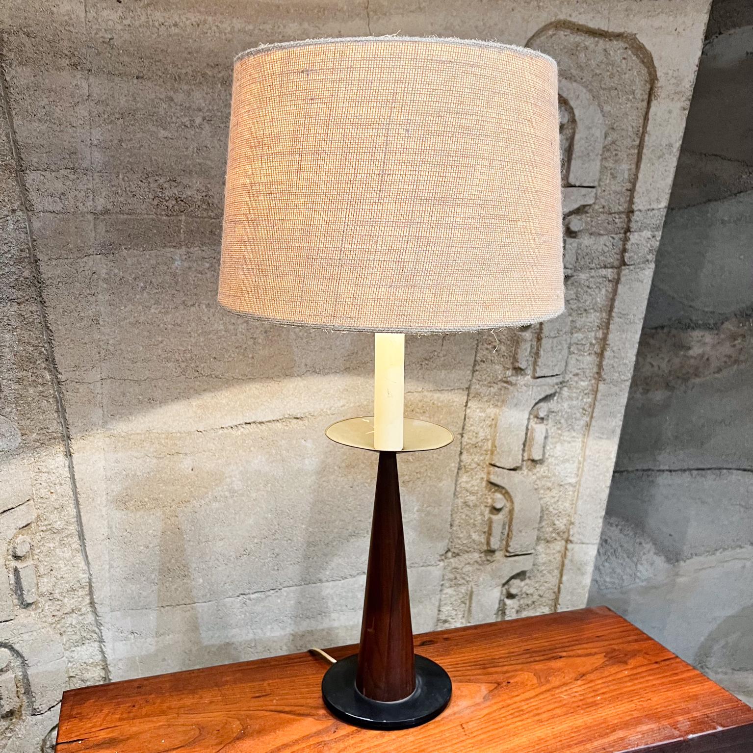 1960s Modernist Cone Table Lamp Mahogany Bronze Mexico For Sale 1