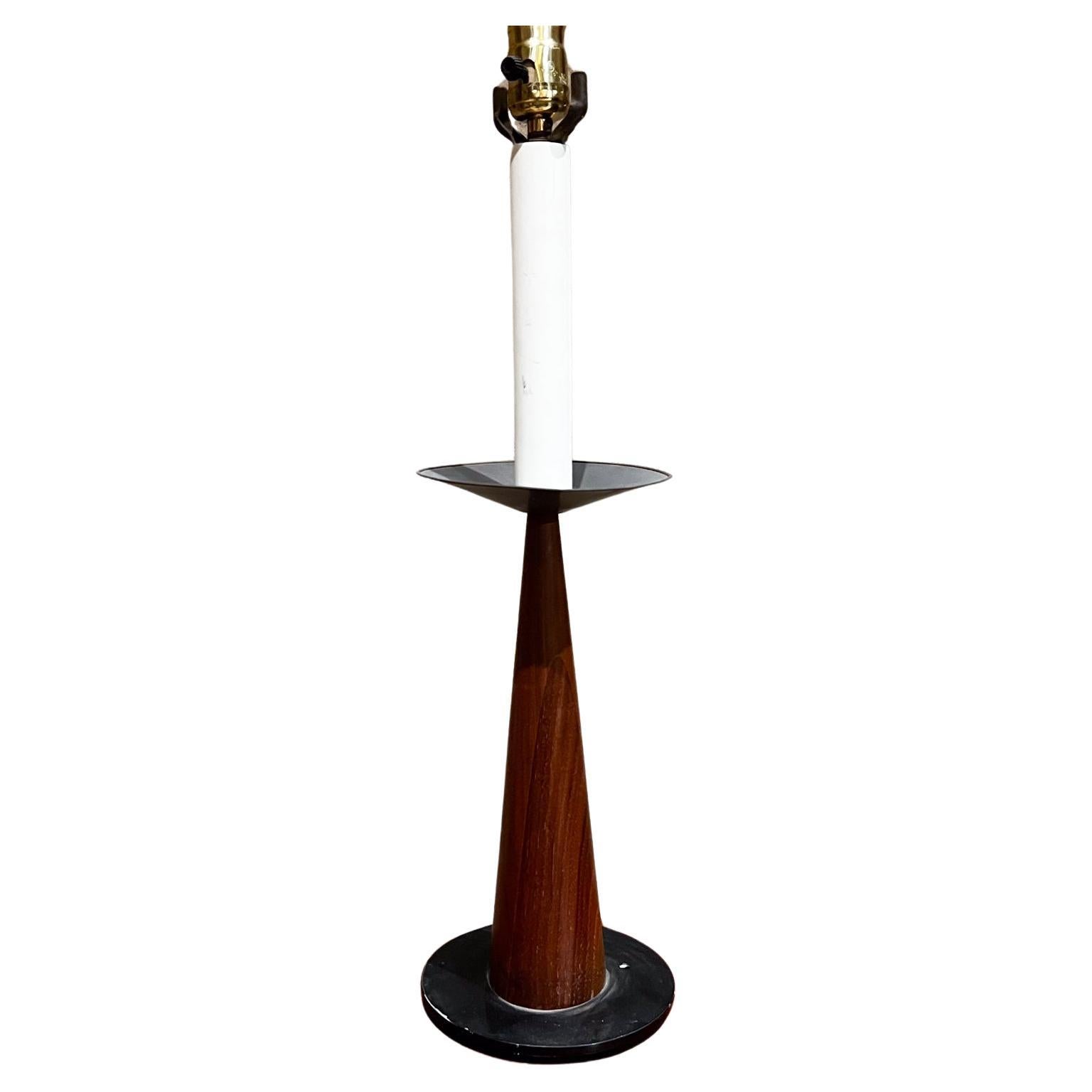 1960s Modernist Cone Table Lamp Mahogany Bronze Mexico For Sale
