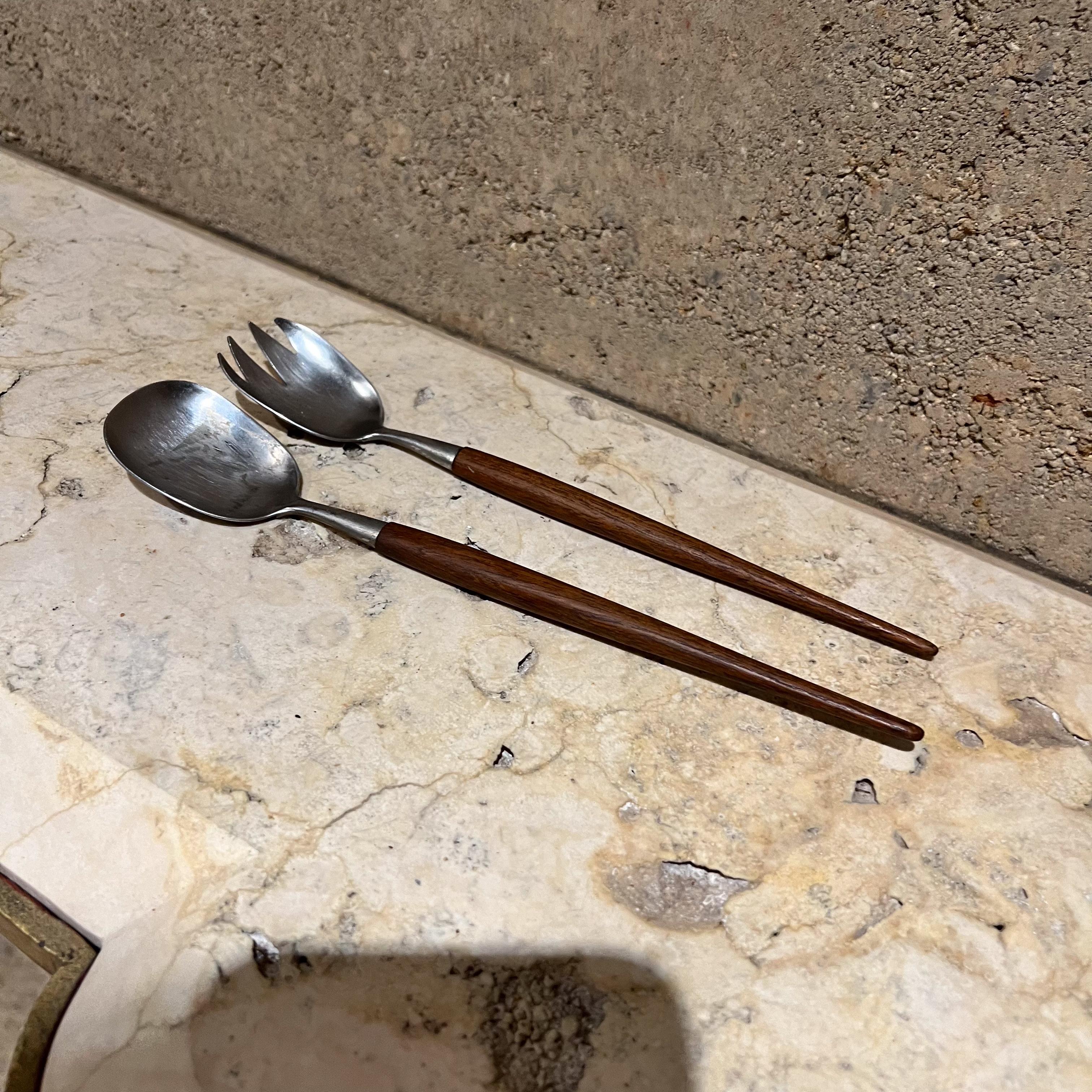 Scandinavian Modern 1960s Modernist Teak Salad Server Set Norway For Sale