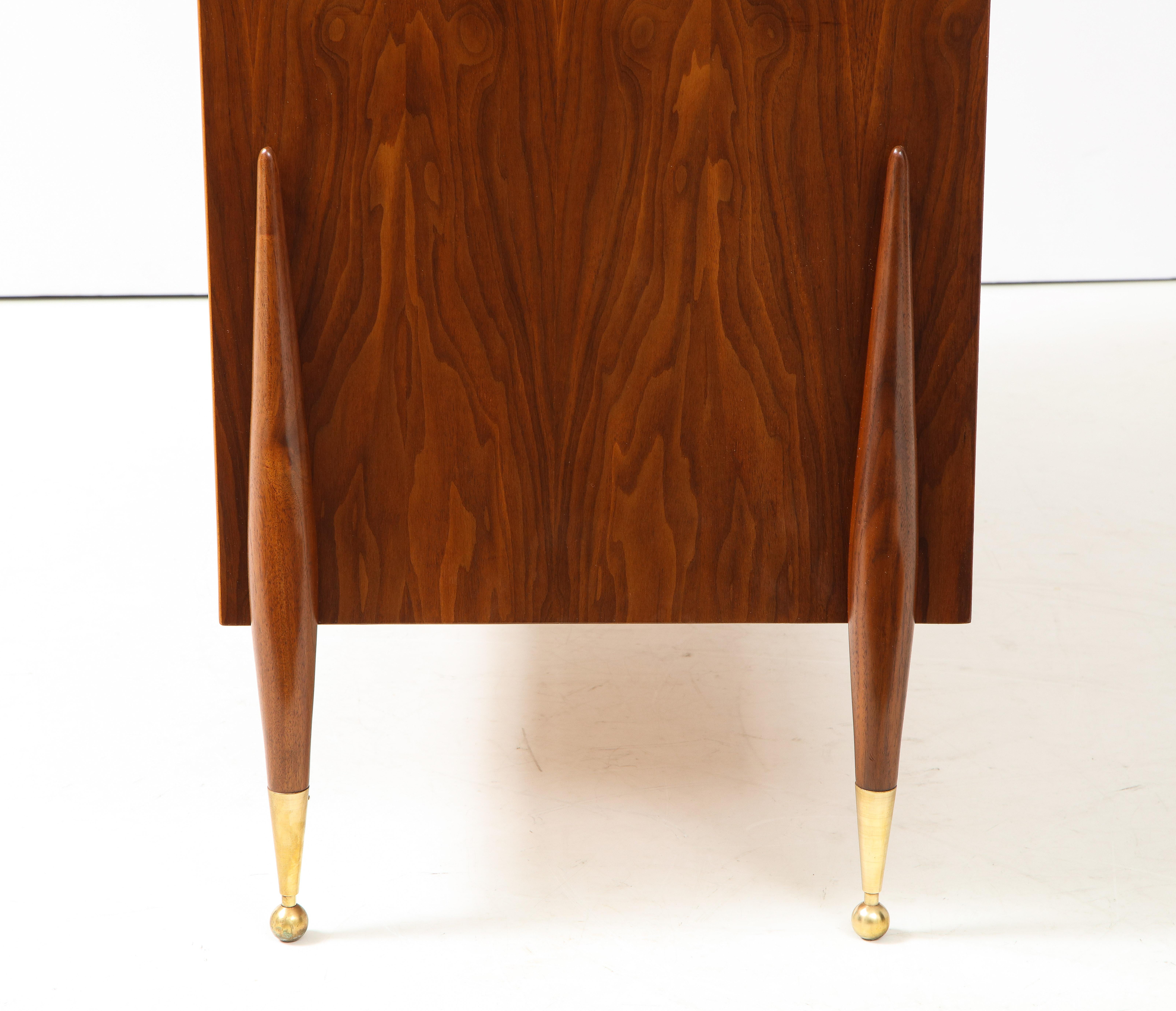 1960's Modernist Walnut And Brass 2 Door Cabinet 3