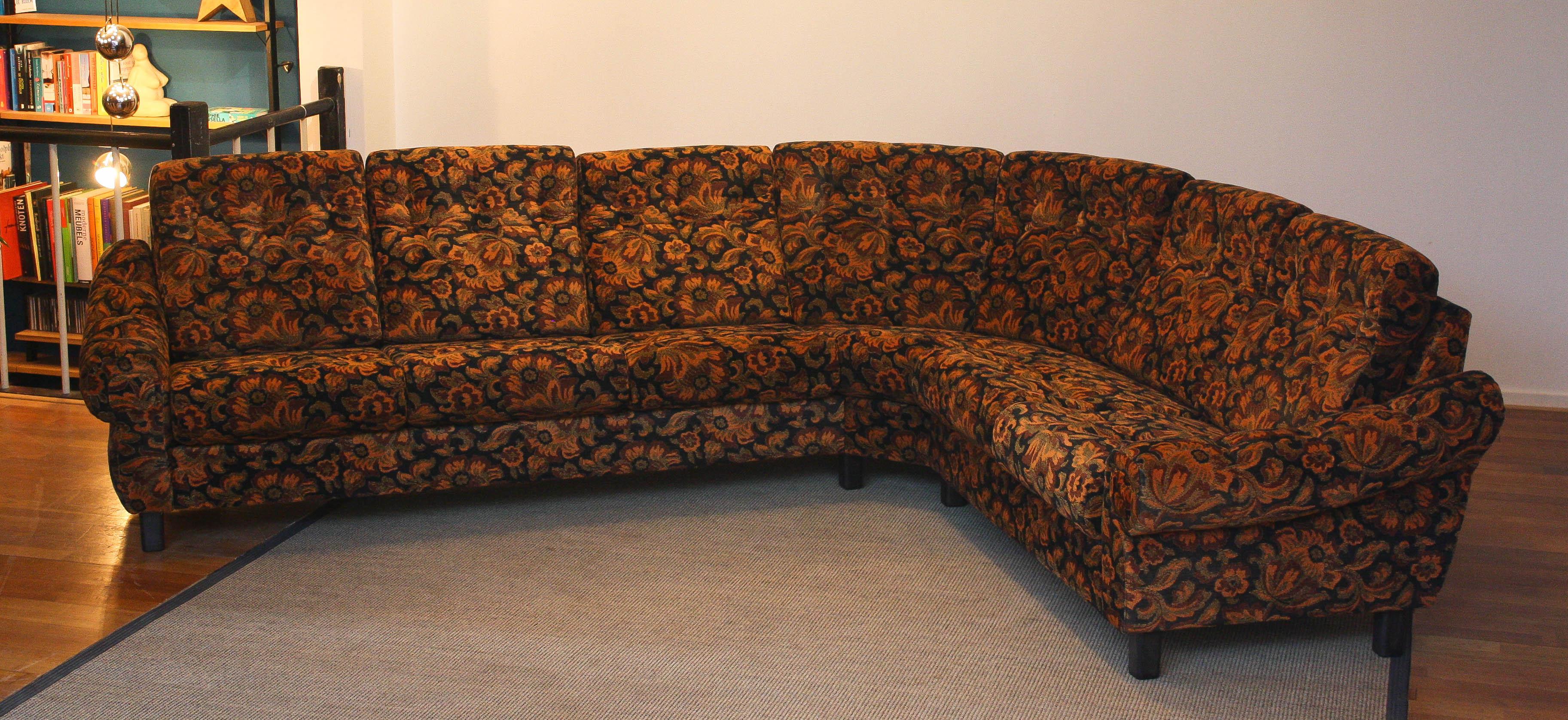 1960's Modulair Corner Sofa in Jacquard Fabric by Broderna Andersson Sweden 4
