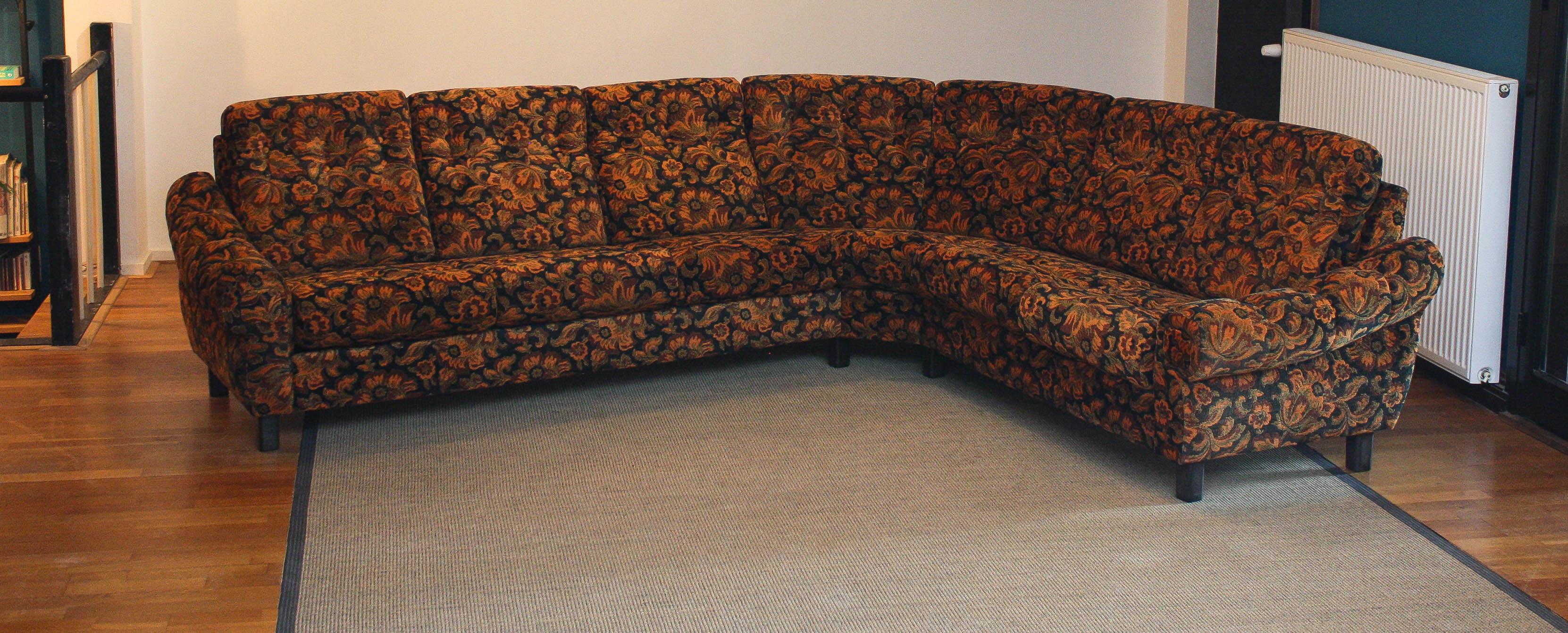 Brutalist 1960's Modulair Corner Sofa in Jacquard Fabric by Broderna Andersson Sweden