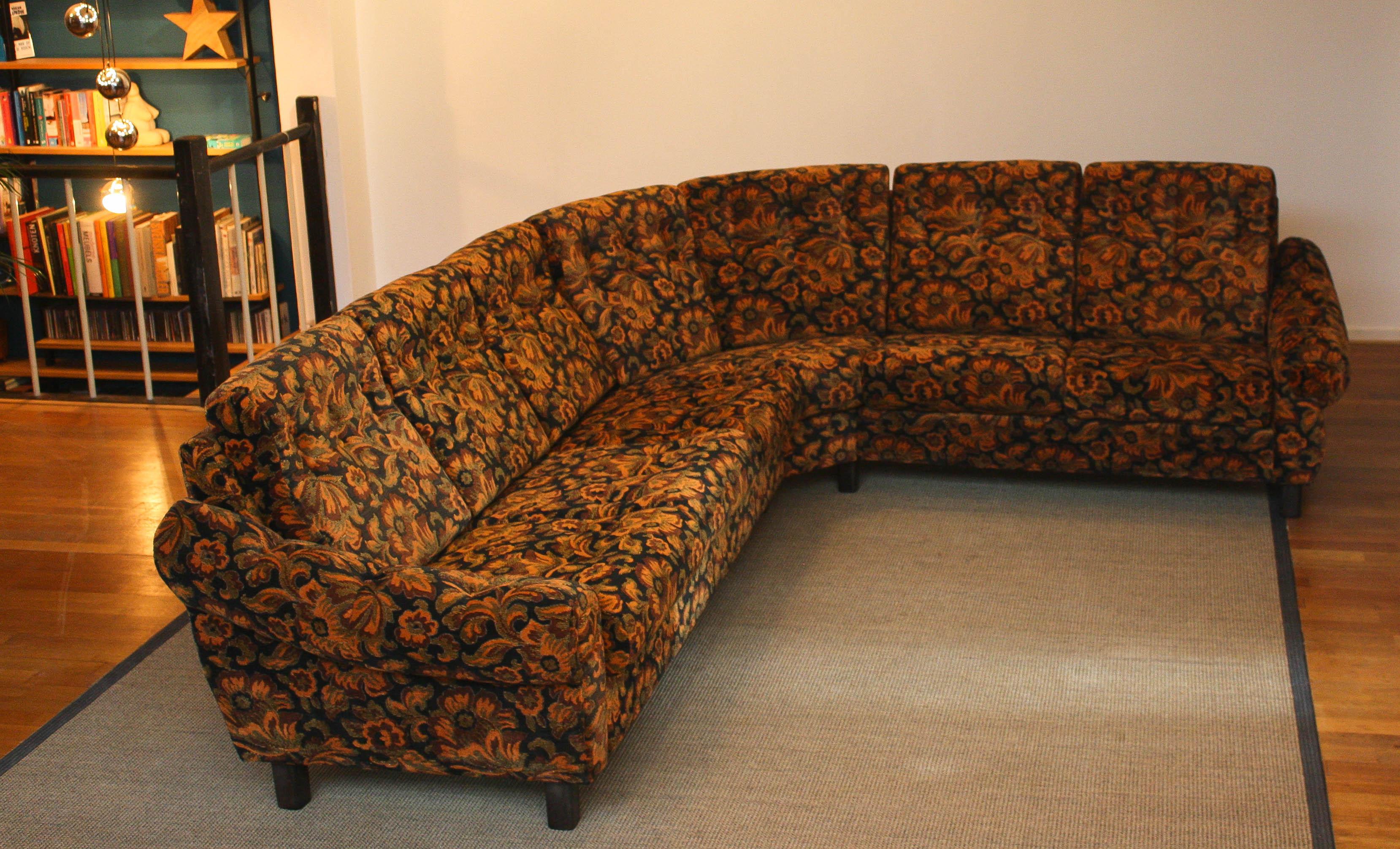 1960's Modulair Corner Sofa in Jacquard Fabric by Broderna Andersson Sweden 1