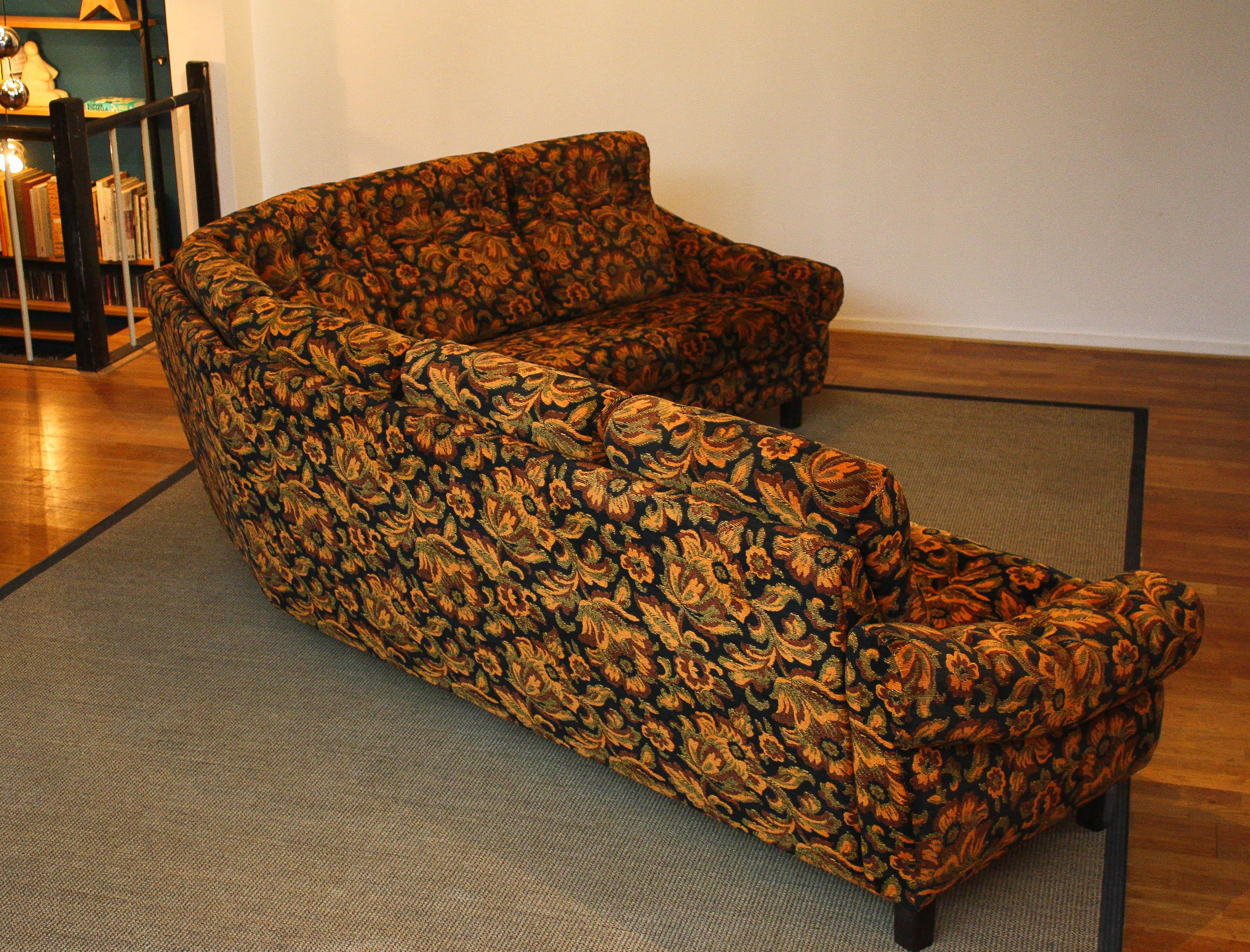 1960's Modulair Corner Sofa in Jacquard Fabric by Broderna Andersson Sweden 2