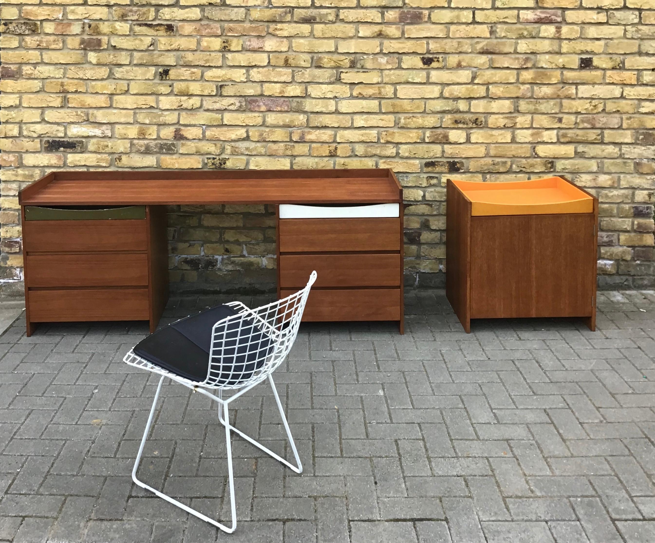 Rare
Modular storage units/desk interchangeable in teak including chest of draws and cabinet.
Designed by Sir Terence Conran circa 1960s Summa
Condition: Good but some age related wear.
     