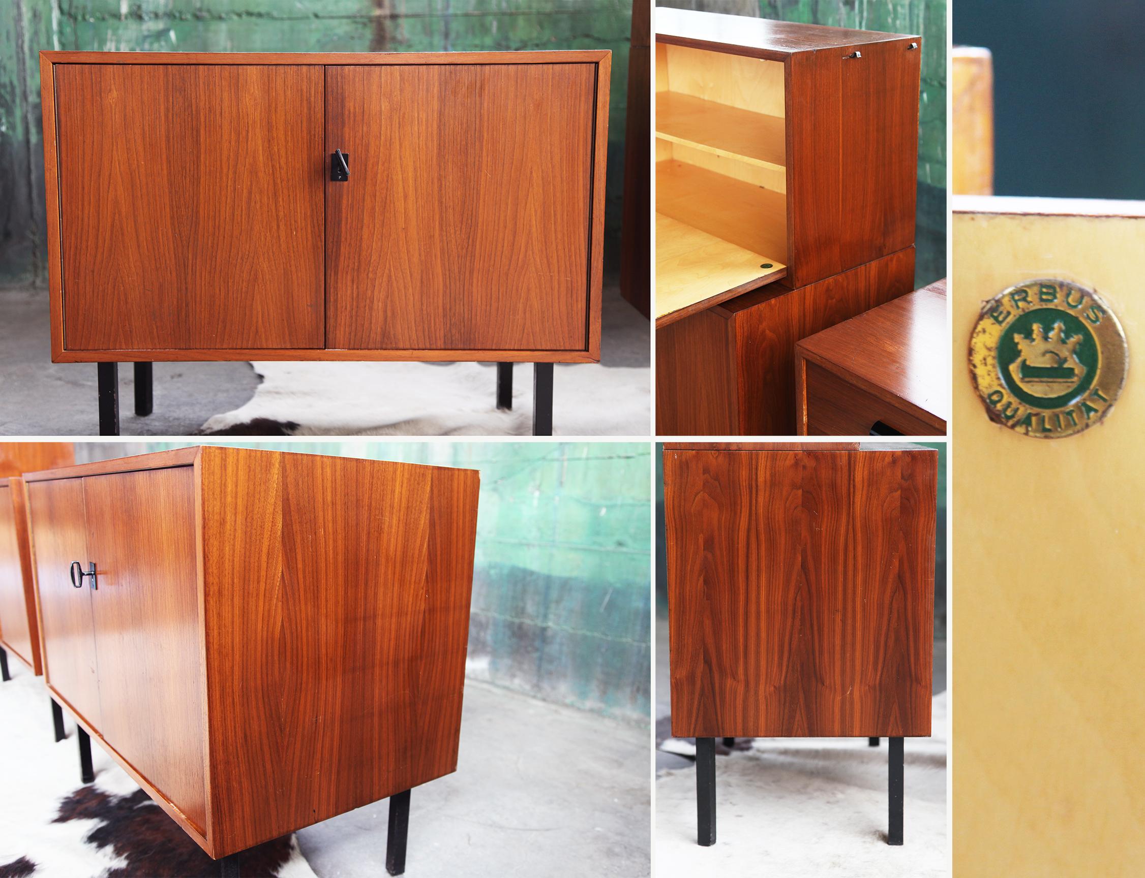Mid-Century Modern 1960s Modular MCM Walnut Wall Unit with Drop Down Desk Bookshelves- 5 Pieces For Sale
