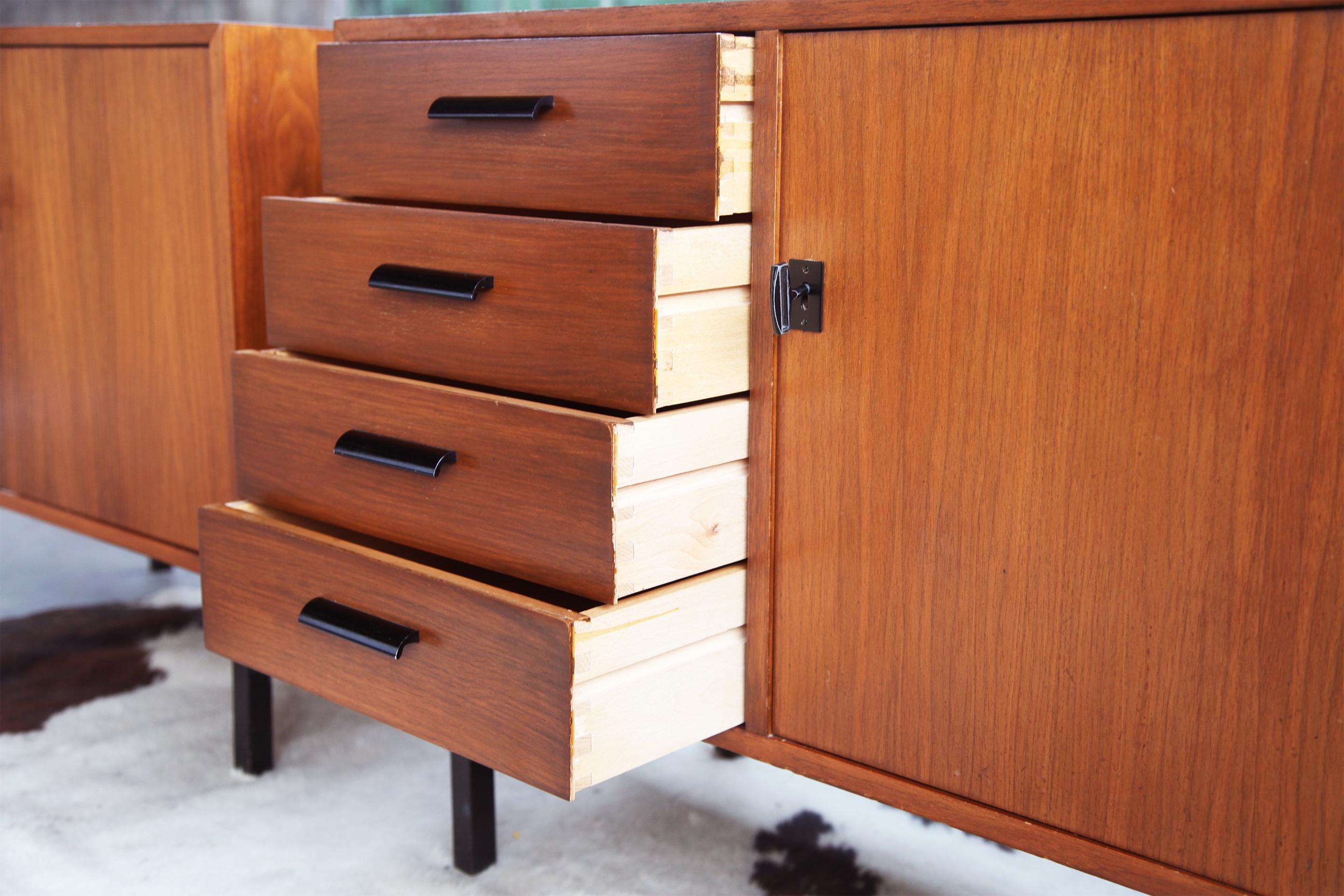 1960s Modular MCM Walnut Wall Unit with Drop Down Desk Bookshelves- 5 Pieces In Good Condition For Sale In Madison, WI