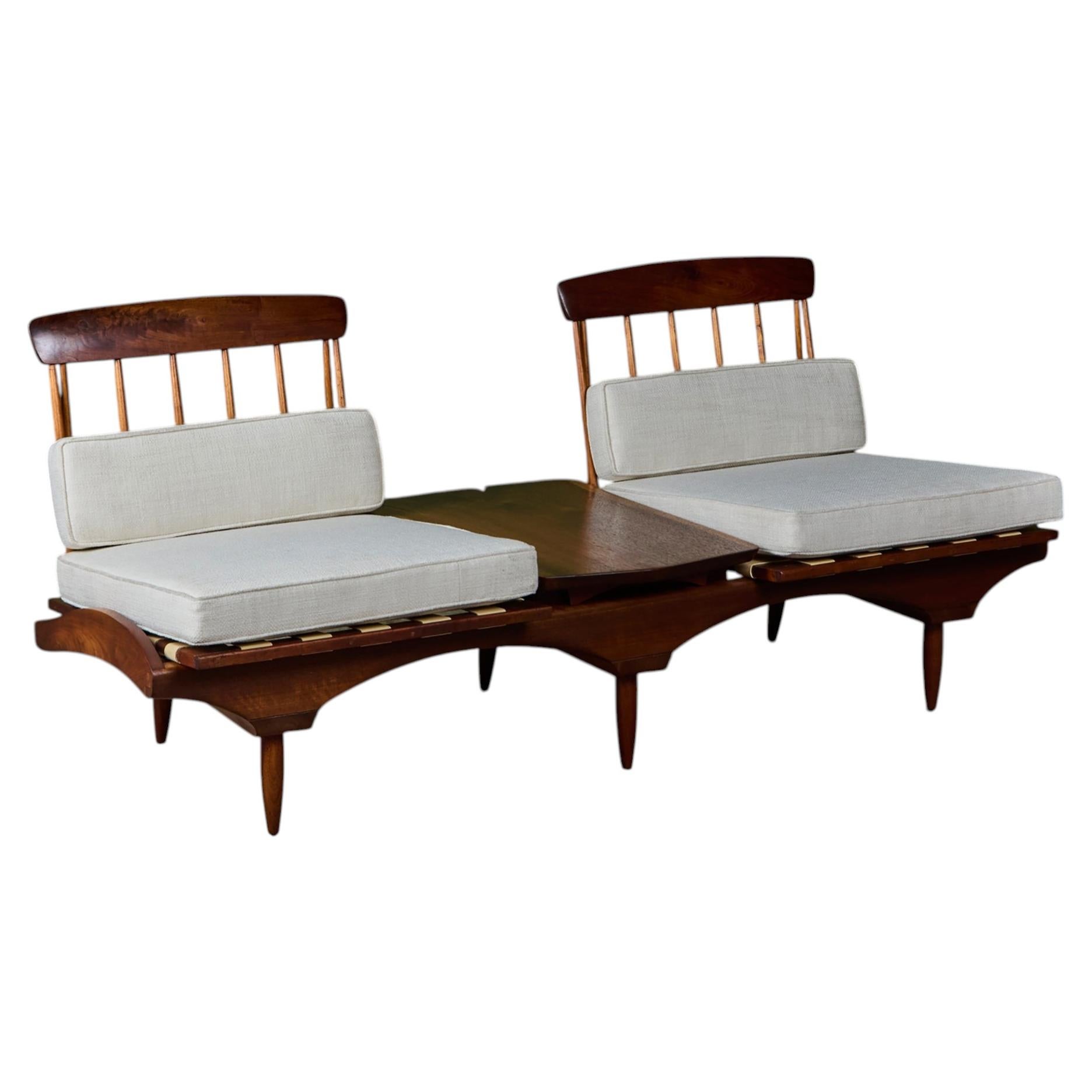 1960s Modular Sofa by Phillip Lloyd Powell in Black Walnut & Hickory For Sale