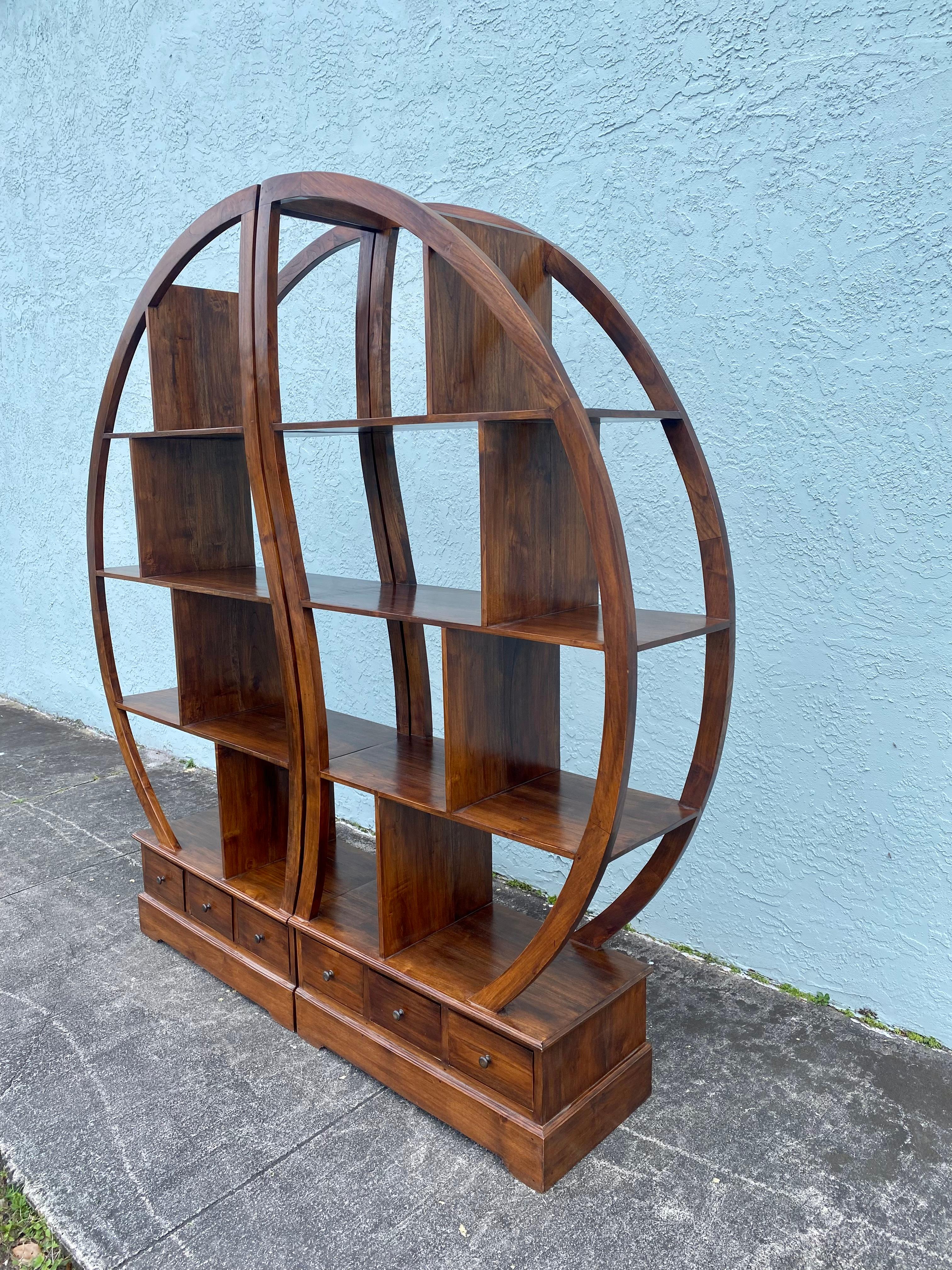 Mid-Century Modern 1960s McCobb Modular Walnut Sculptural Etagere Shelves Display Cabinet  For Sale