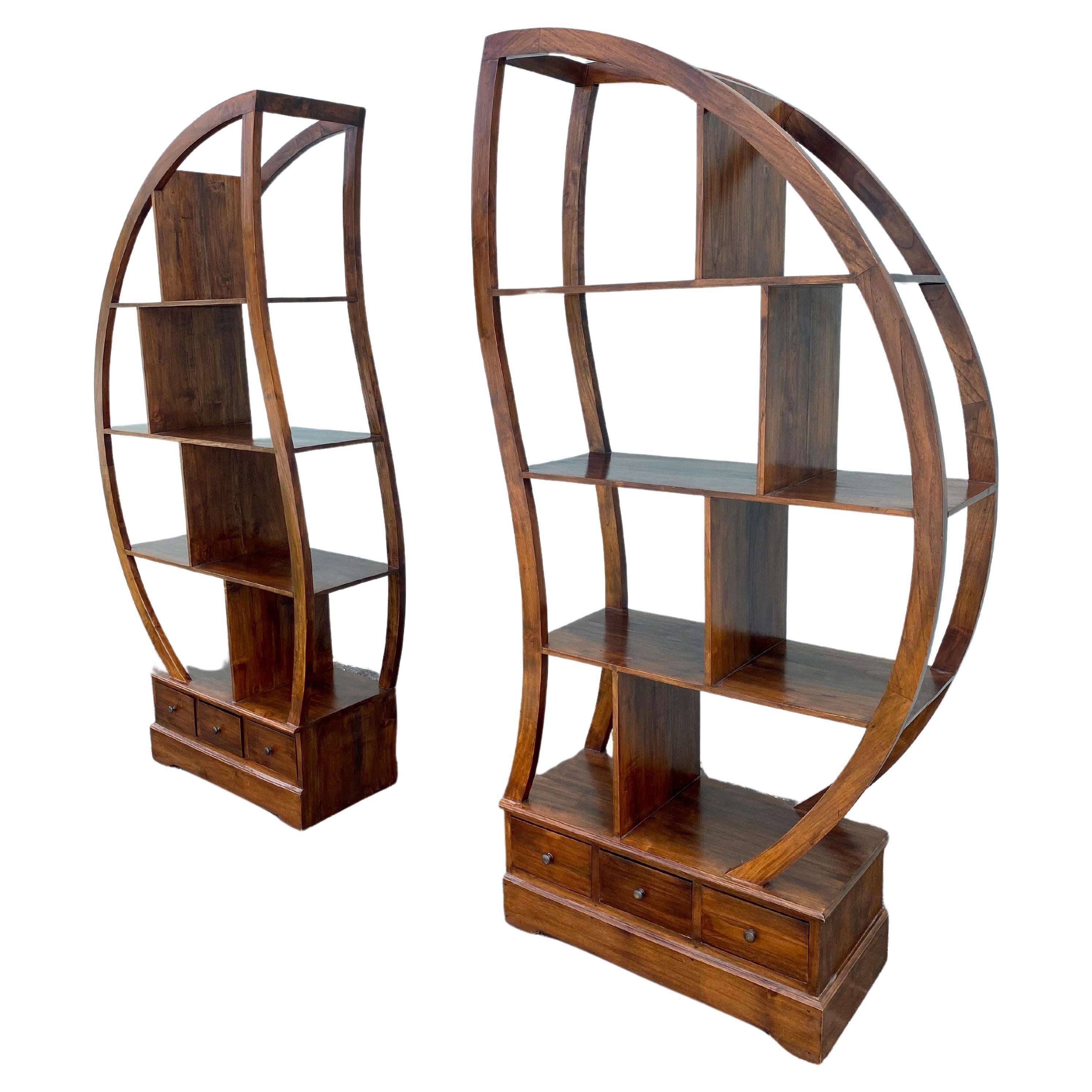 1960s McCobb Modular Walnut Sculptural Etagere Shelves Display Cabinet  For Sale