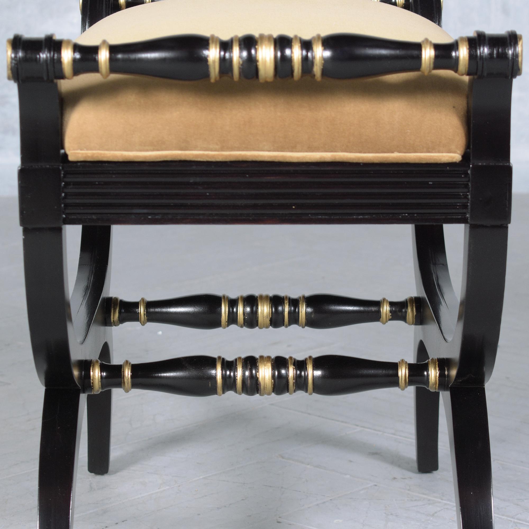 1960s Mohair Regency Style Bench 4