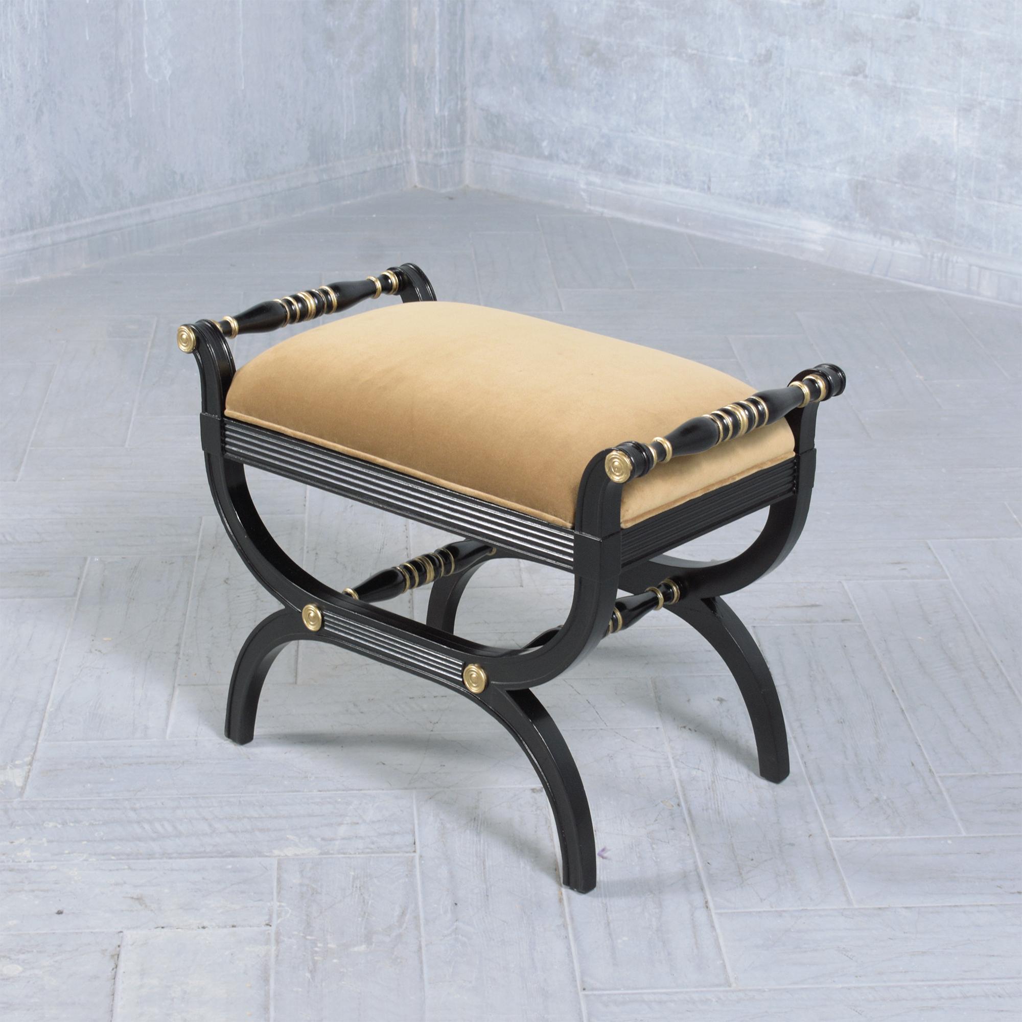 American 1960s Mohair Regency Style Bench