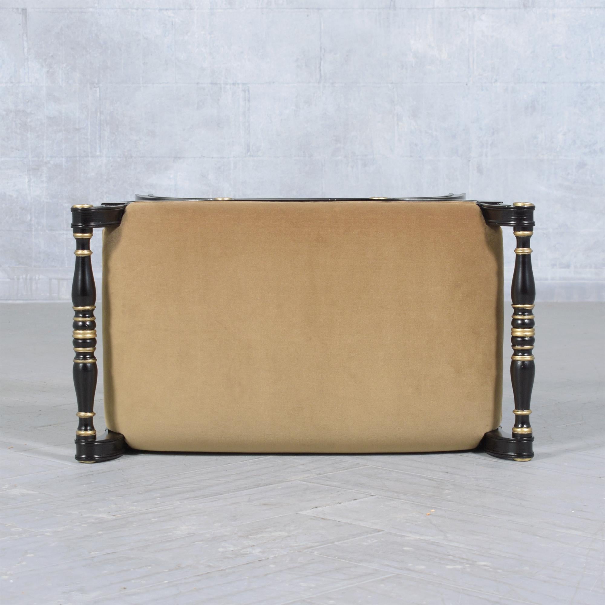 Mid-20th Century 1960s Mohair Regency Style Bench