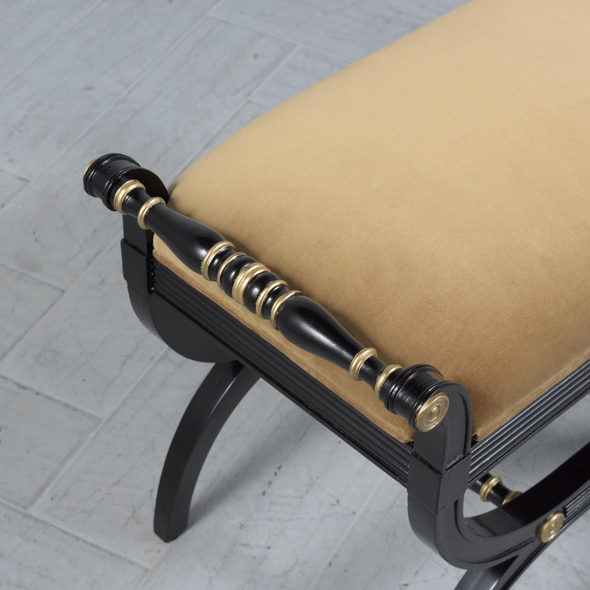 Fabric 1960s Mohair Regency Style Bench