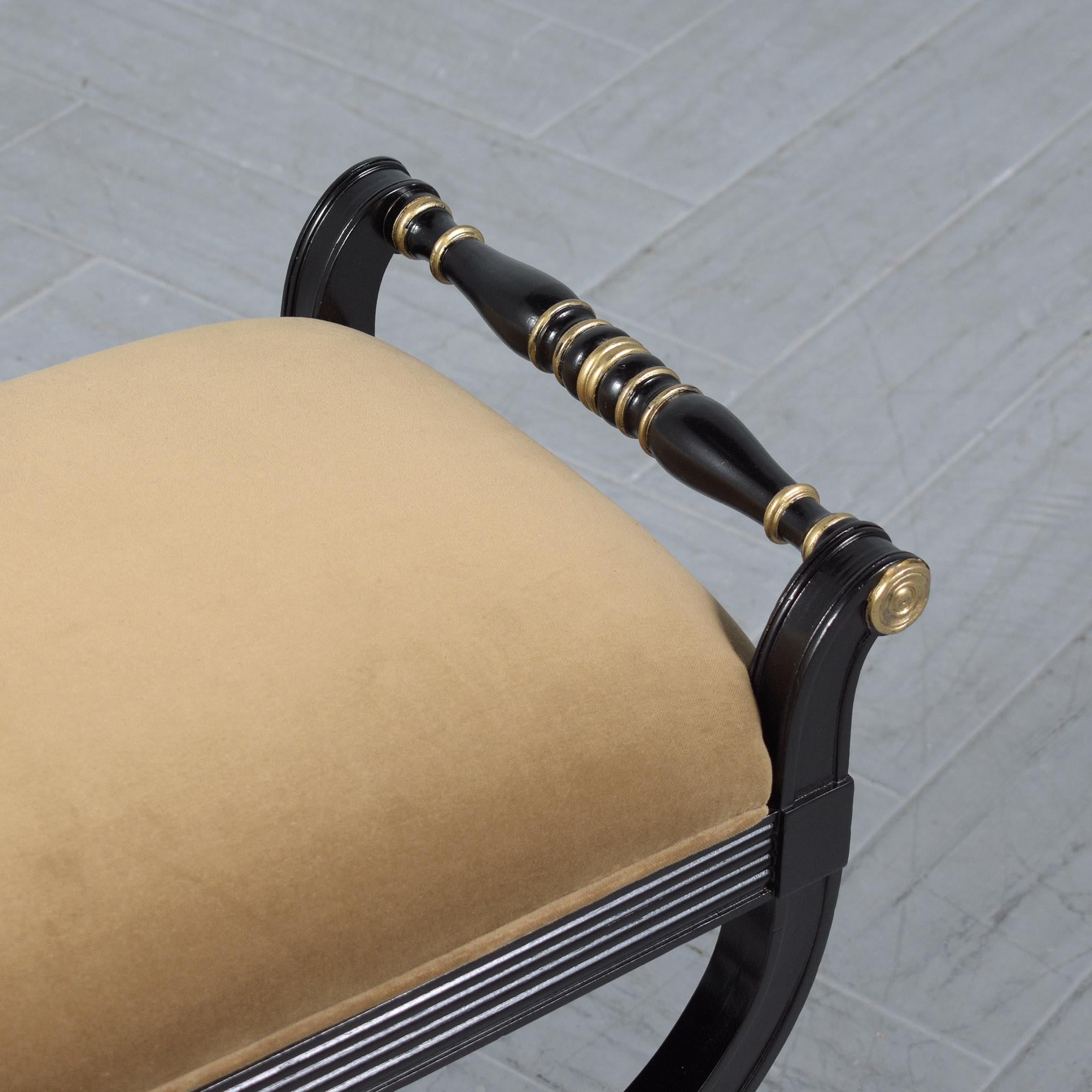 1960s Mohair Regency Style Bench 1