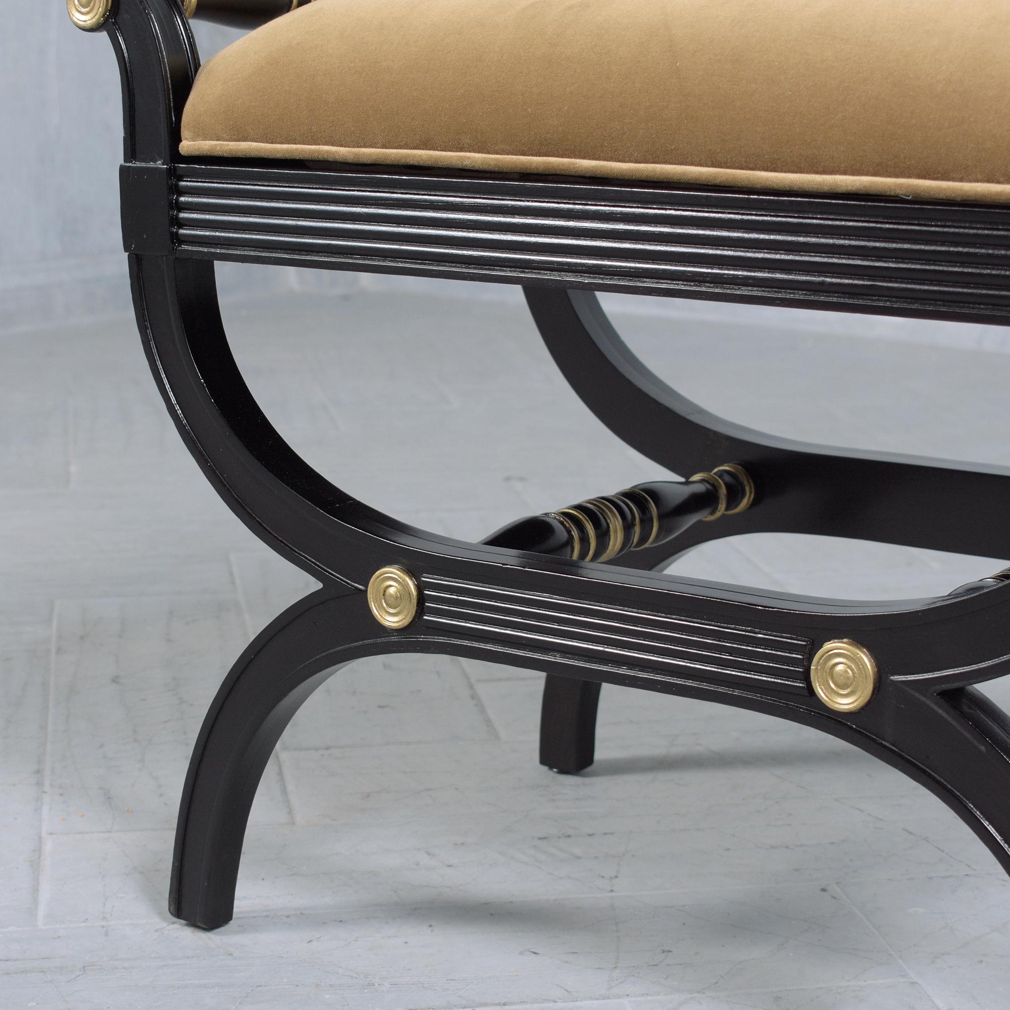 1960s Mohair Regency Style Bench 2
