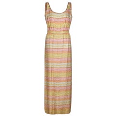 1960s Mollie Parnis Pastel Beaded Column Dress