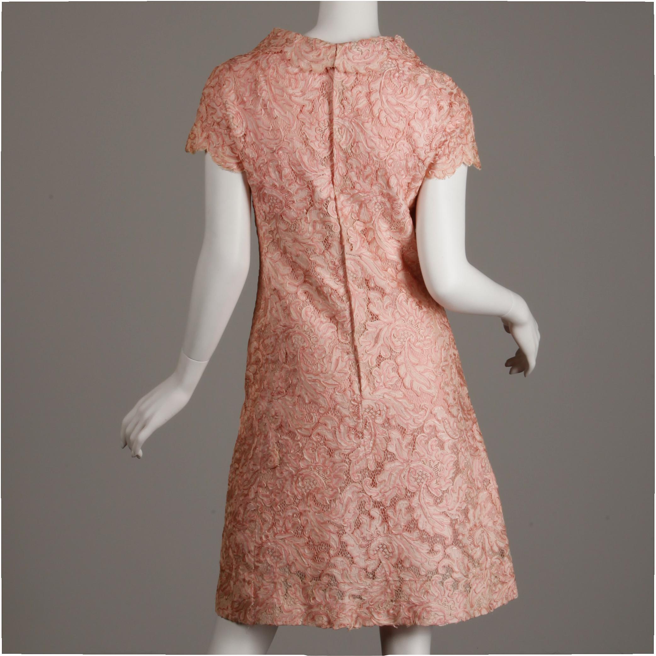 pink lace shift dress