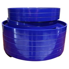 1960s MoMA Heller Design Summer 11 Blue Plastic Plates Massimo & Lella Vignelli