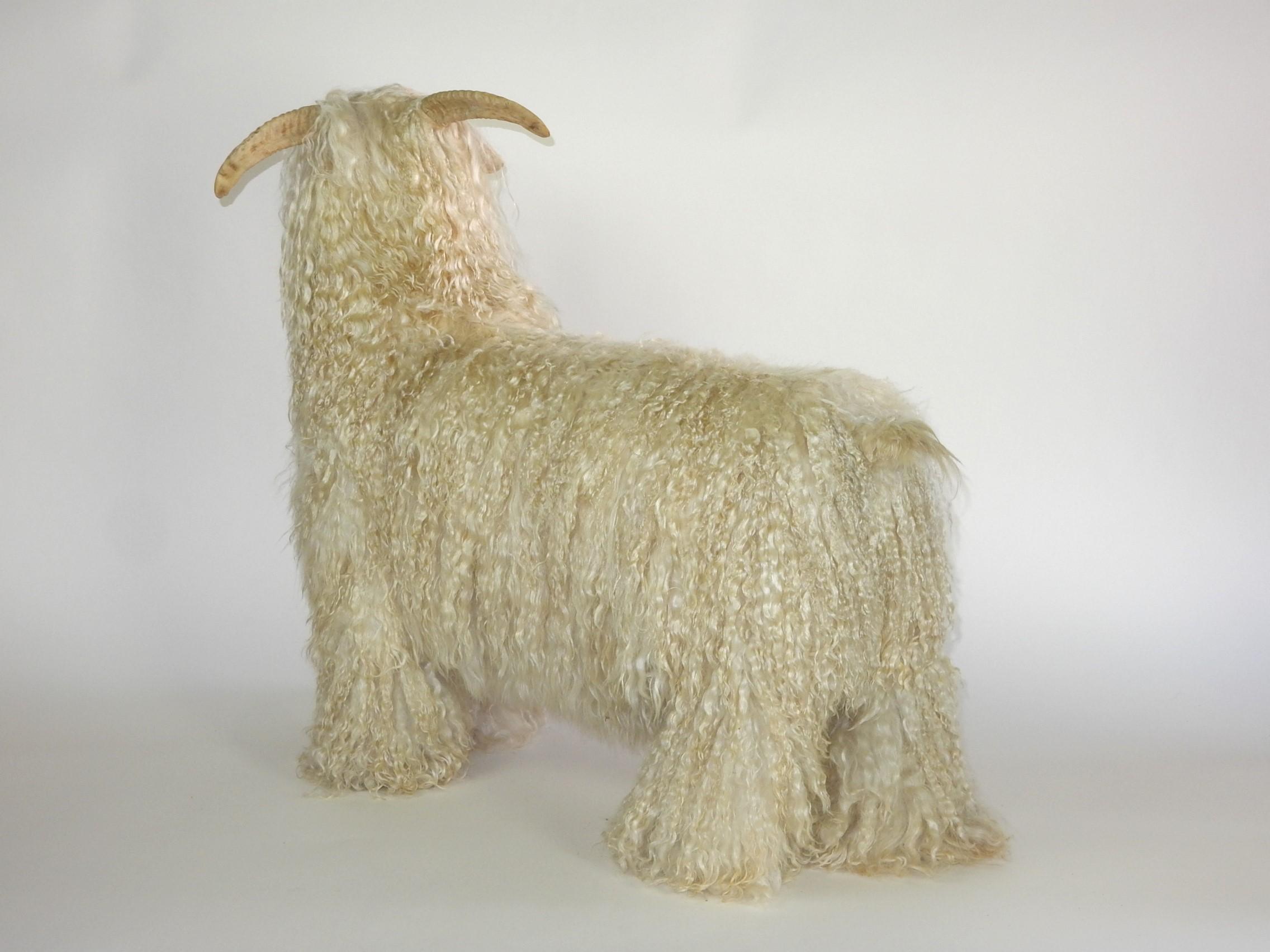 1960's Mongolian Sheep Pouf Ottoman Sculptures pair For Sale 2