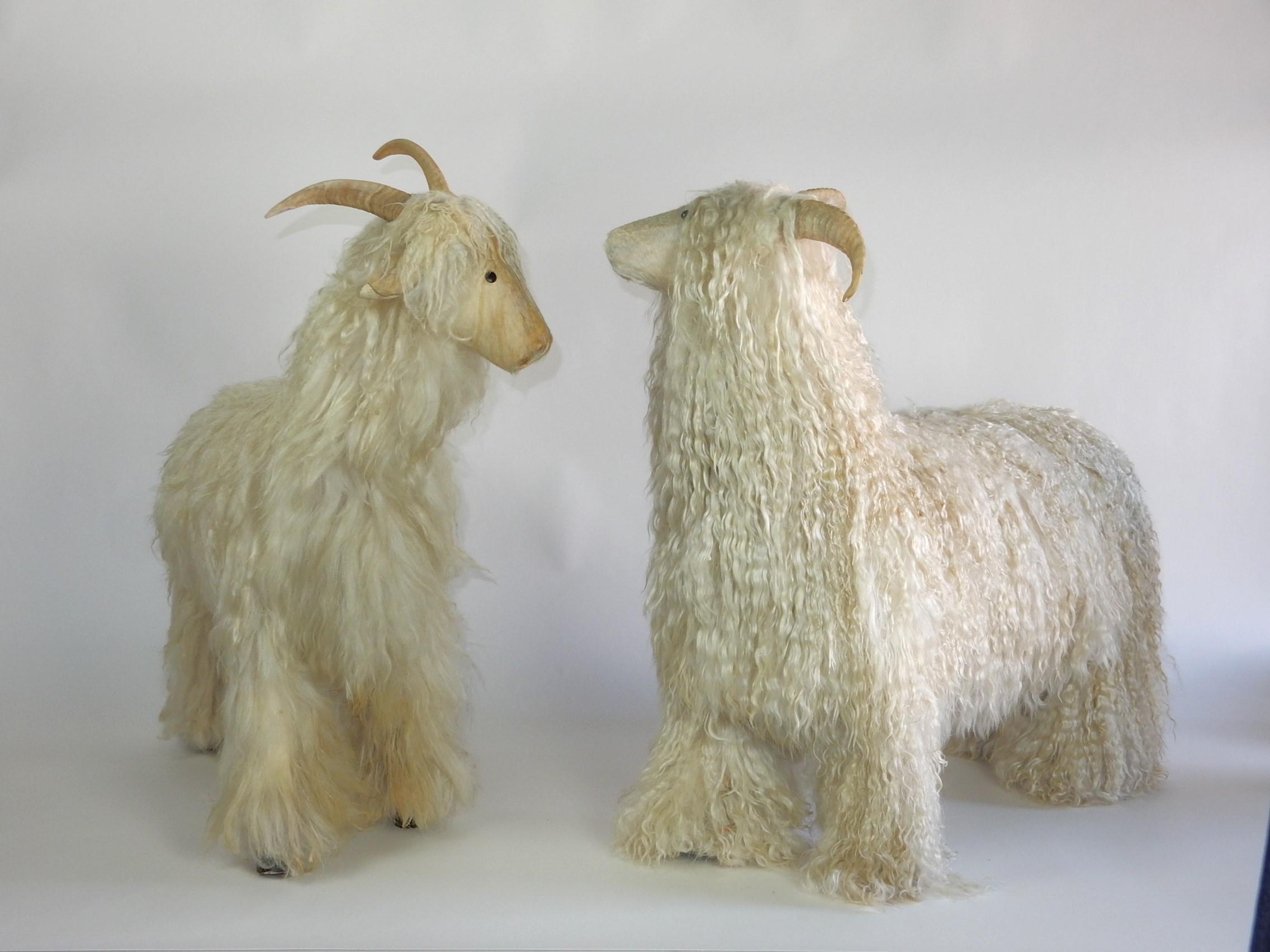 1960's Mongolian Sheep Pouf Ottoman Sculptures pair For Sale 5