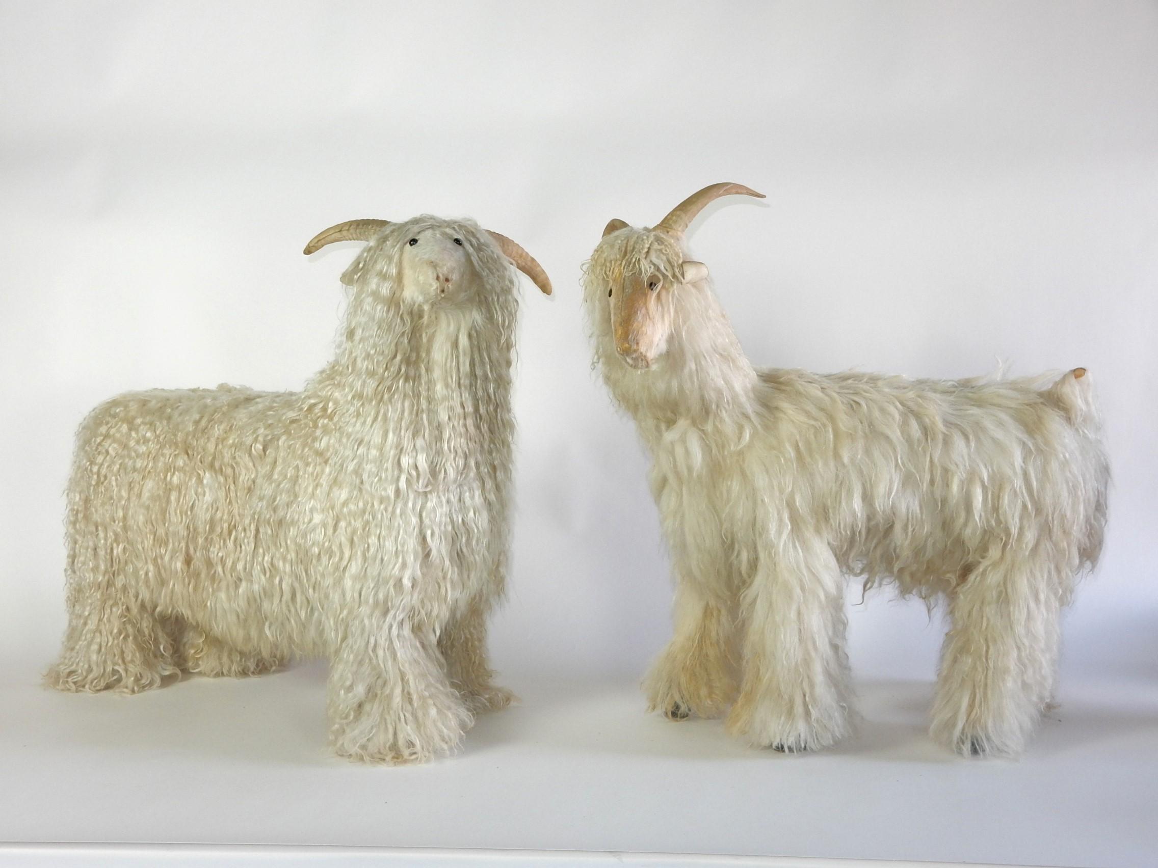 1960's Mongolian Sheep Pouf Ottoman Sculptures pair For Sale 7