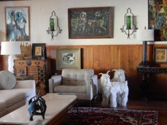 1960's Mongolian Sheep Pouf Ottoman Sculptures pair
