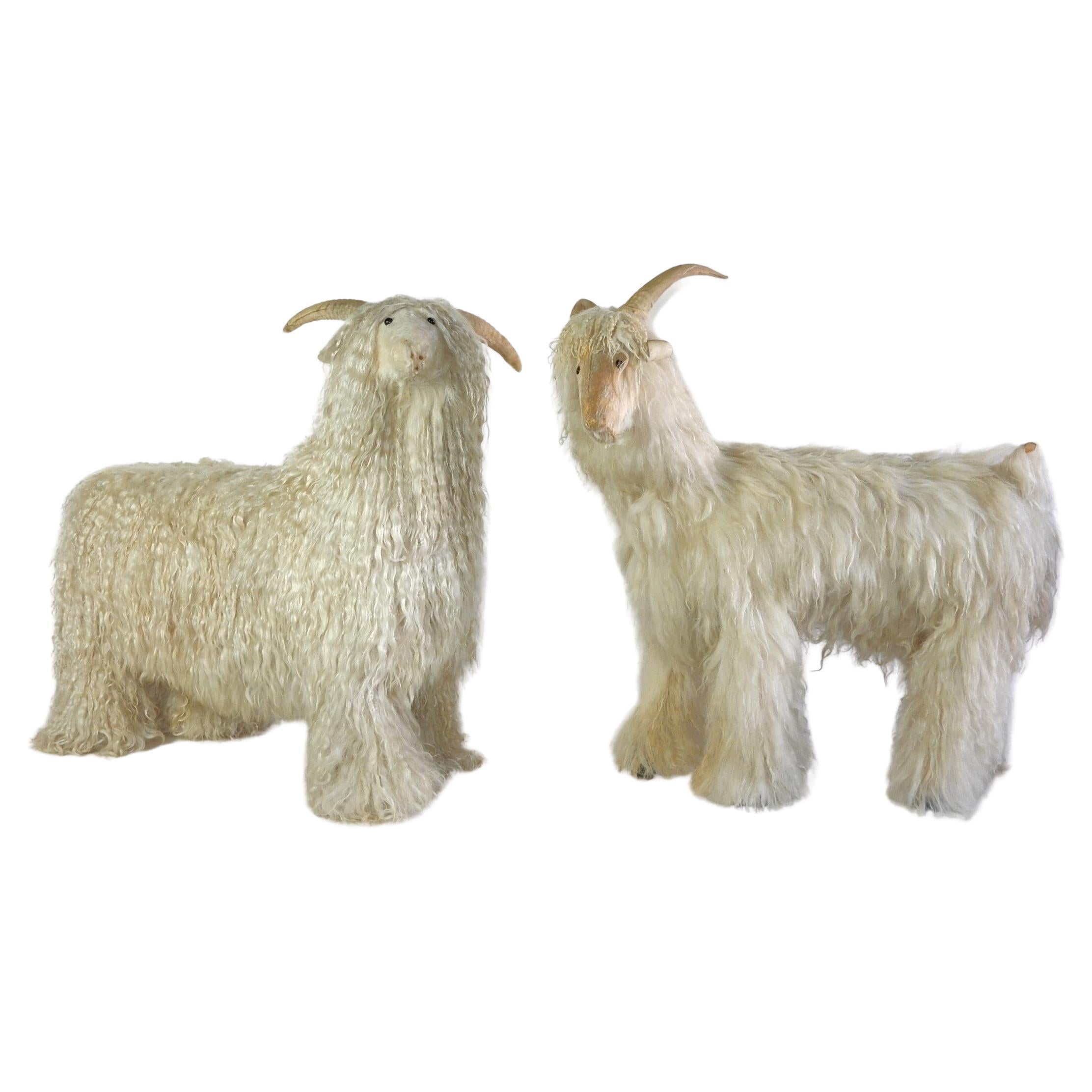 1960's Mongolian Sheep Pouf Ottoman Sculptures pair For Sale